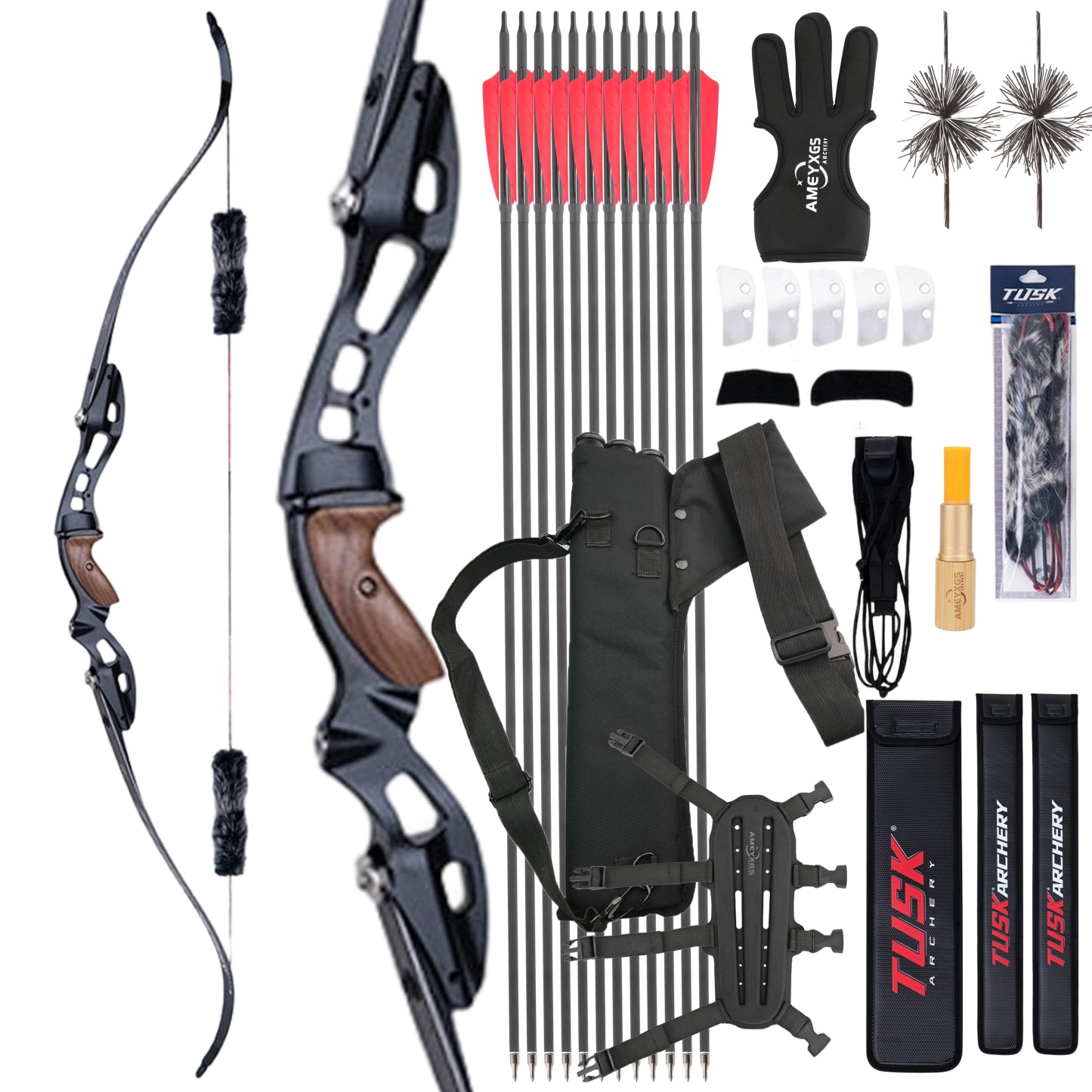 ILF Recurve Bow 20-55lbs Adjustable Draw Weight 19" Riser Fiberglass Limbs