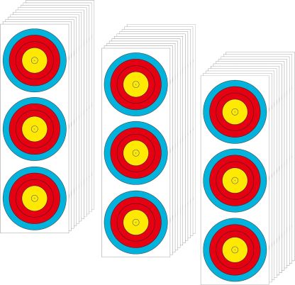Archery Target Paper Practice 3 Spot Targets for recurve bow
