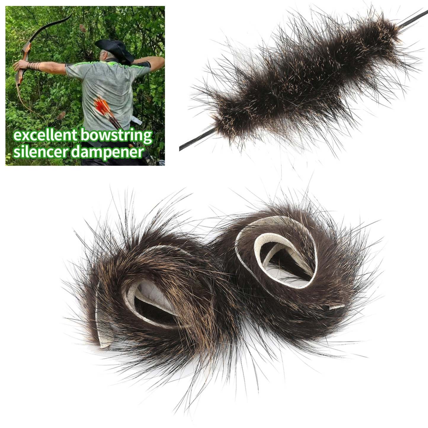 🎯AMEYXGS Archery Beaver Fur String Stabilizer Traditional Recurve Longbow-AMEYXGS Archery