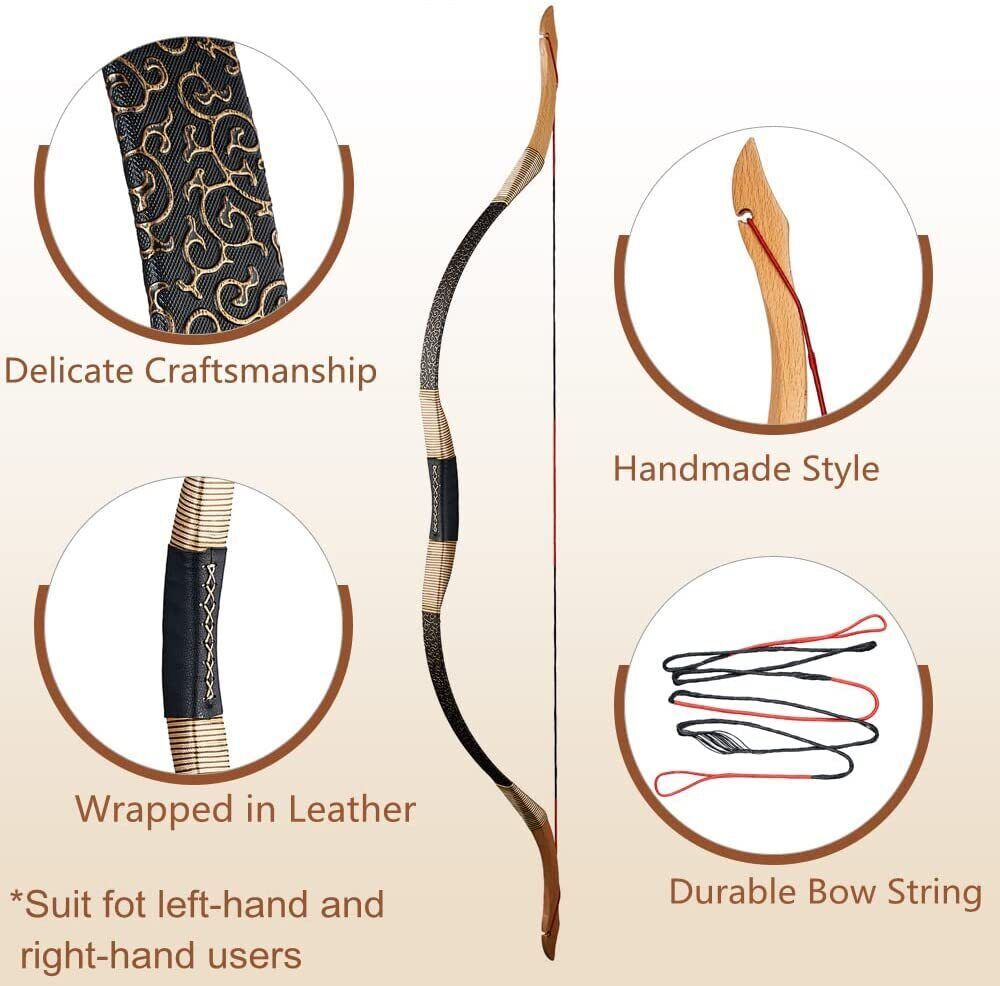 🎯Archery Traditional Recurve Bow & 12x Arrows Hunting-AMEYXGS Archery