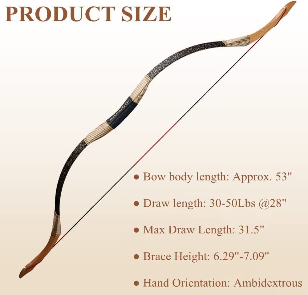 🎯Archery Traditional Recurve Bow & 12x Arrows Hunting-AMEYXGS Archery