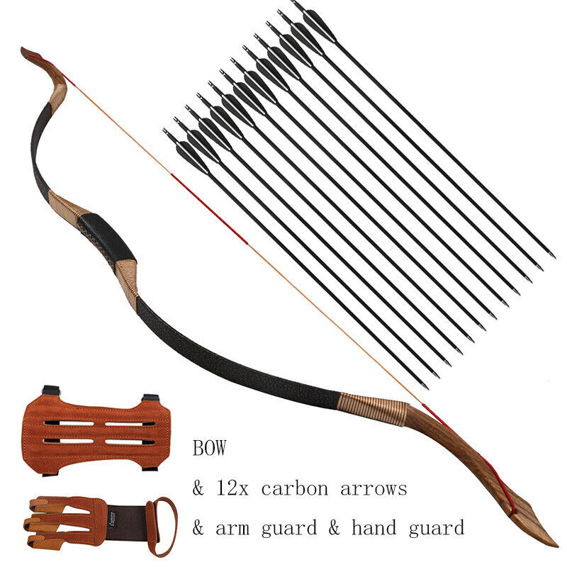 🎯Archery Traditional Recurve Bow & 12x Arrows Hunting-AMEYXGS Archery
