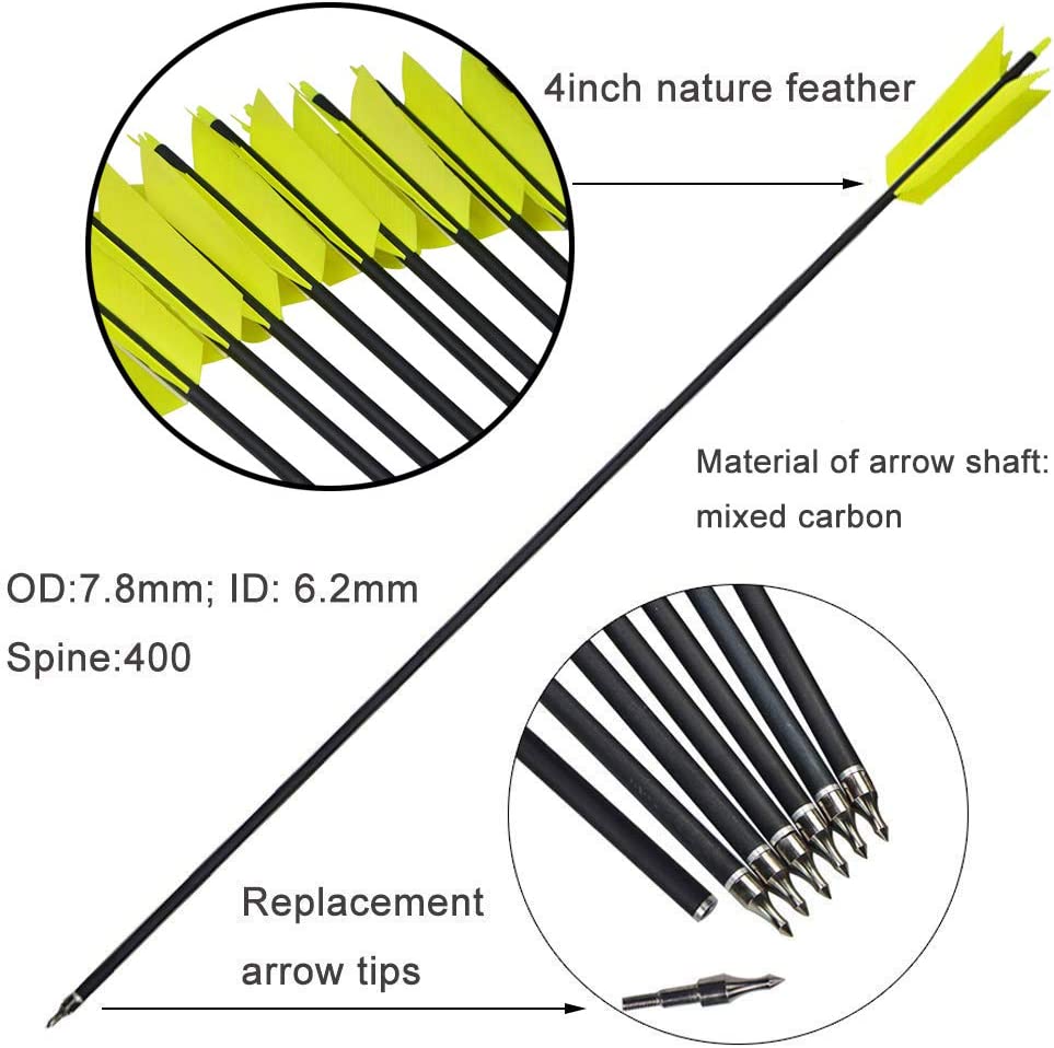 🎯 AMEYXGS Carbon Arrows FLU-FLU Feather Archery Traditional Bow-AMEYXGS Archery