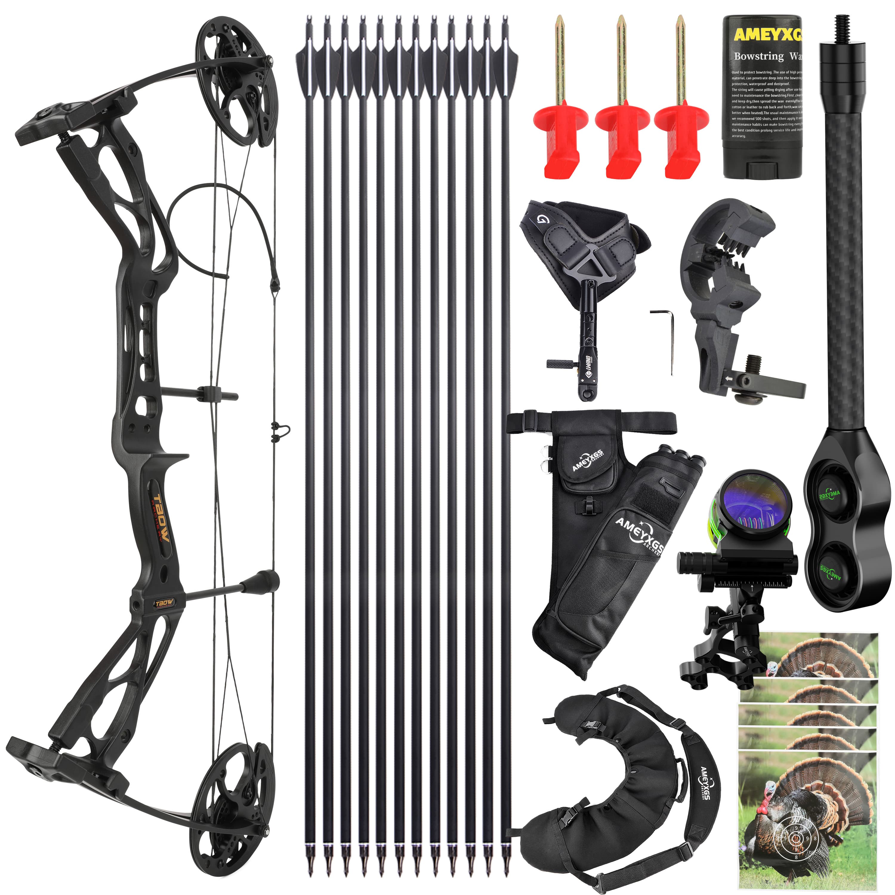 AMEYXGS M133 Compound Bow 0-70LBS Archery Kit with Accessories 