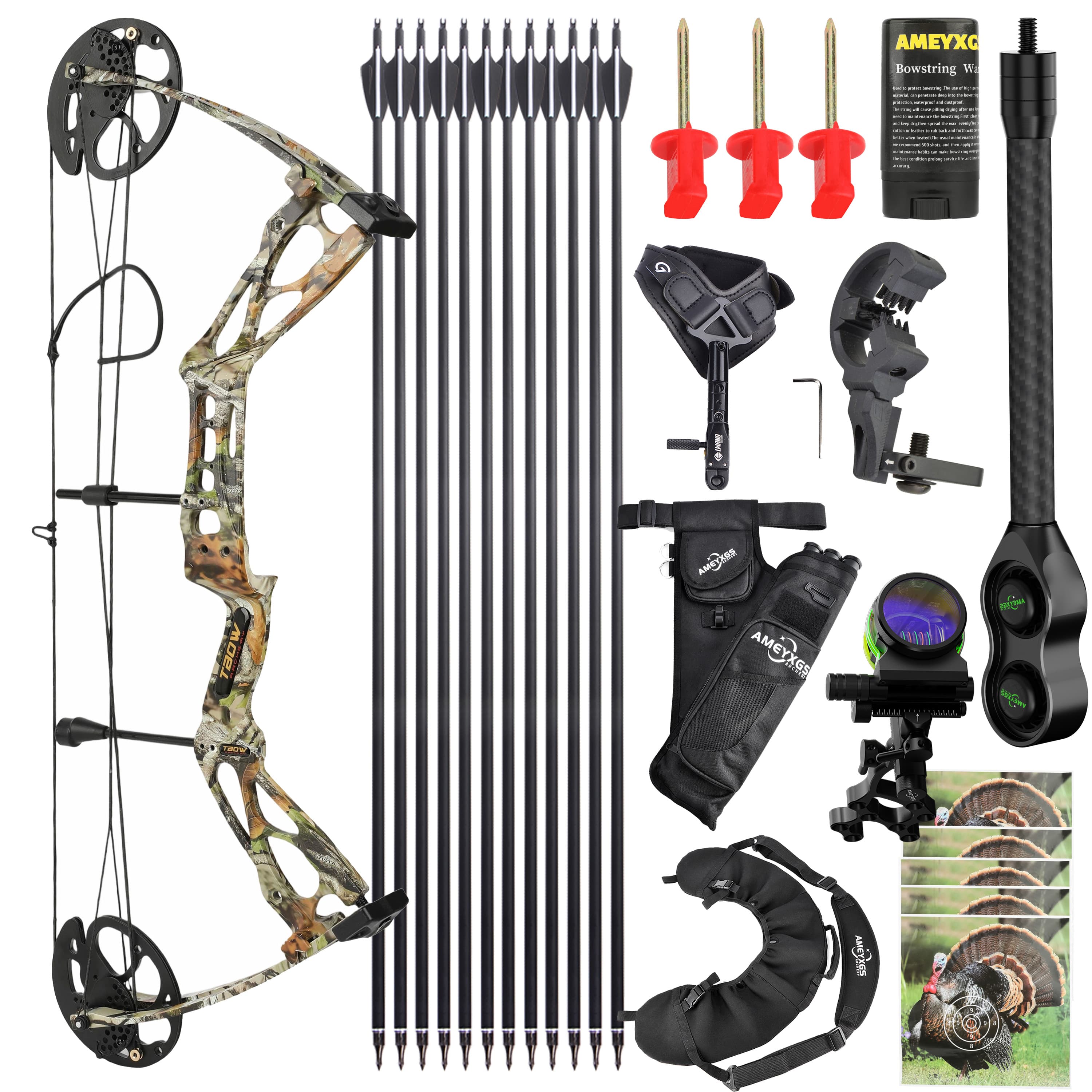 AMEYXGS M133 Compound Bow 0-70LBS Archery Kit with Accessories 