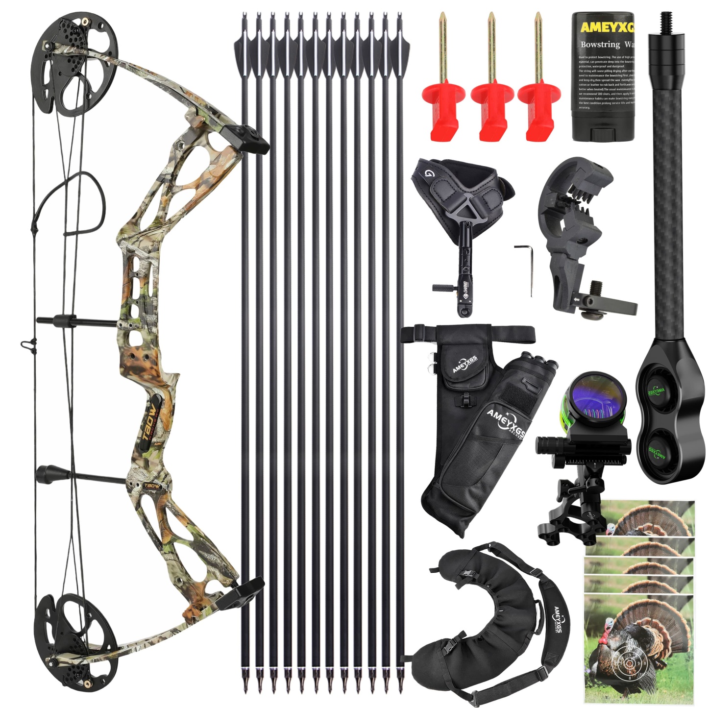 AMEYXGS M133 Compound Bow 0-70LBS Archery Kit with Accessories 