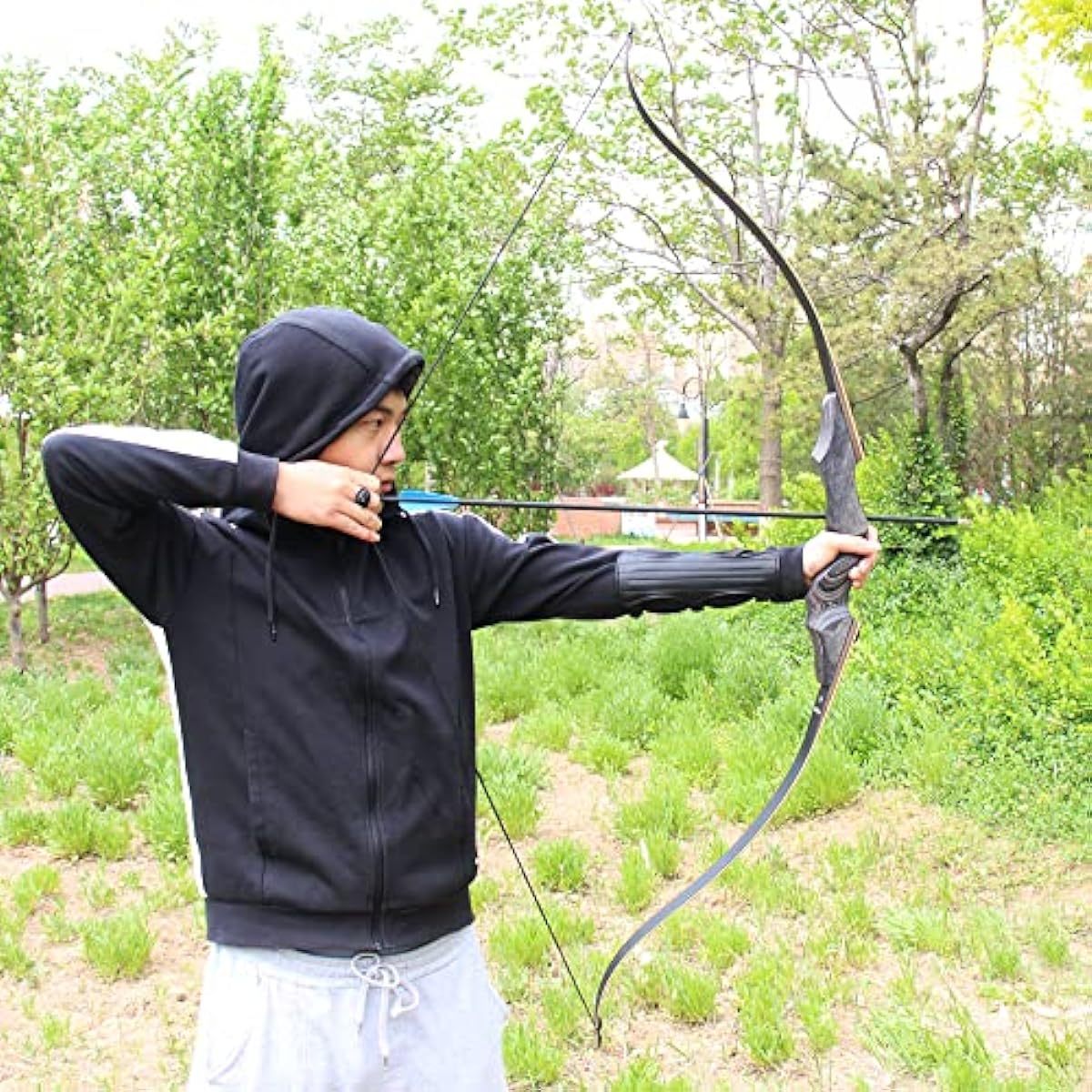 🎯Black Hunter Recurve Bow Set 20-60LBS for Adult Outdoor Hunting Beginner Training Archery Practice-AMEYXGS Archery