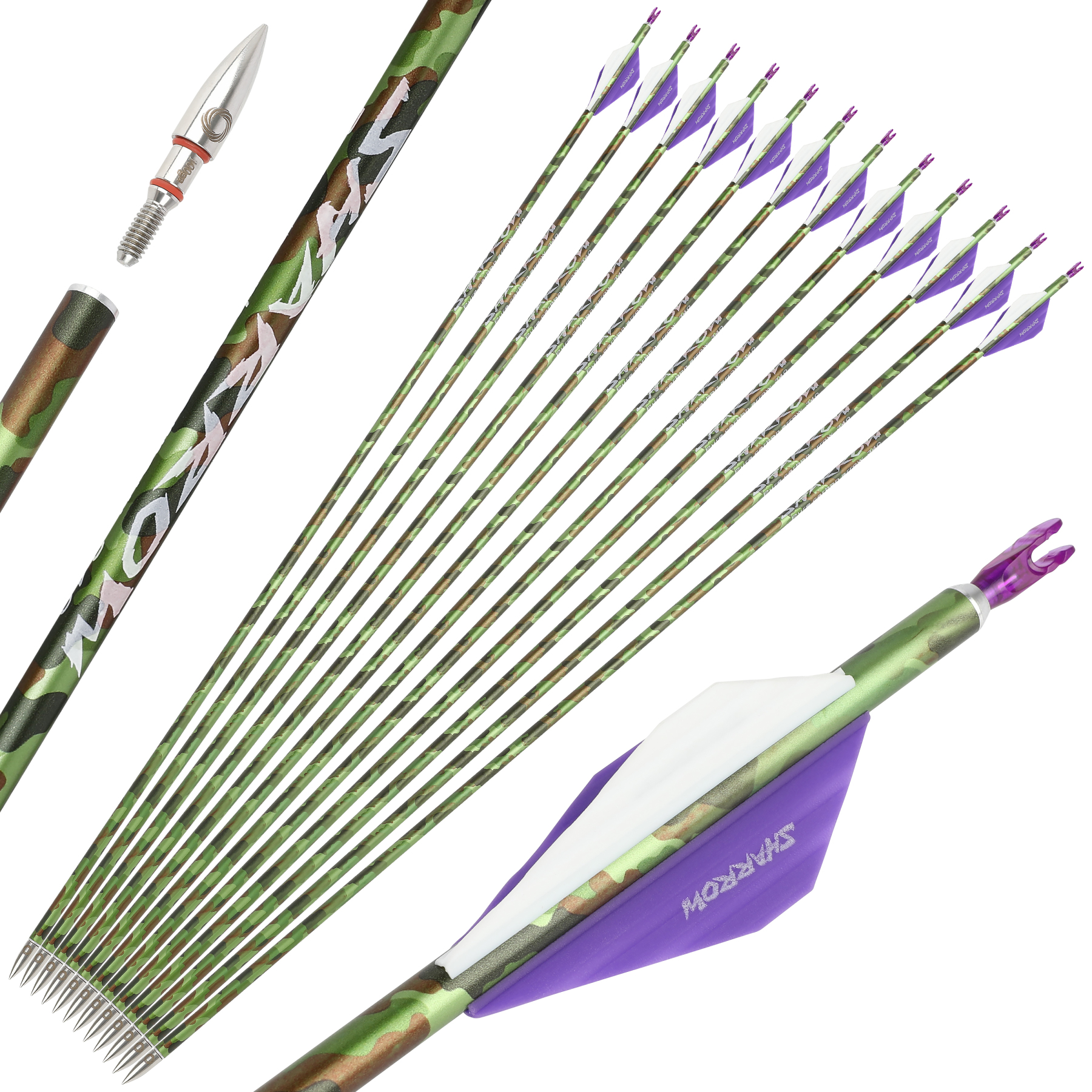 Camo Hunter Carbon Arrows with with Beiter Nock (12pcs/Box)