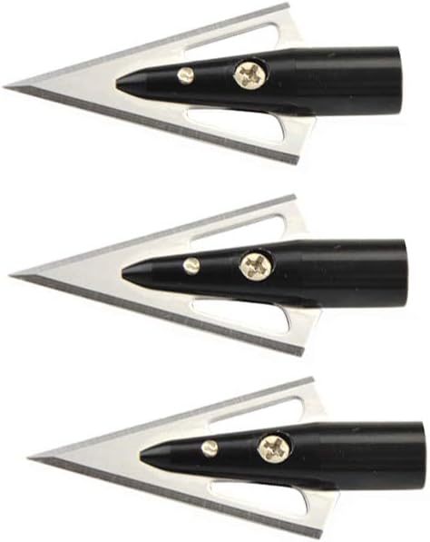🎯Archery 2 Blade Arrowheads 100 Grain Glue on Points 3D Hunting Practice for Compound Recurve Bow-AMEYXGS Archery