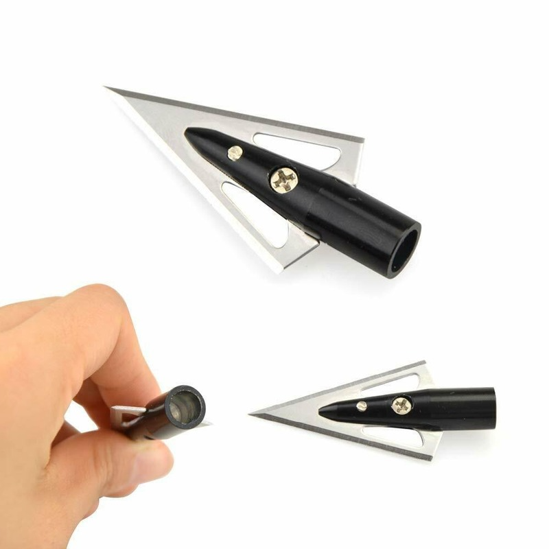 🎯Archery 2 Blade Arrowheads 100 Grain Glue on Points 3D Hunting Practice for Compound Recurve Bow-AMEYXGS Archery