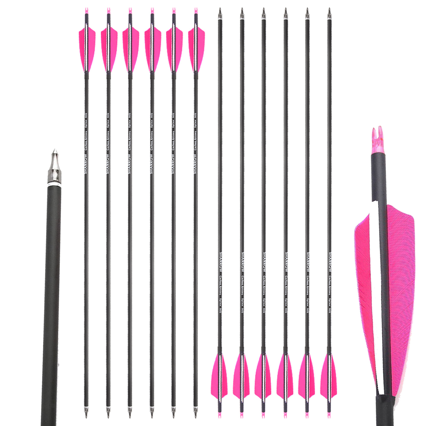 12x SP500 Carbon Arrows 4" Natural Feathers 30"  Archery Hunting