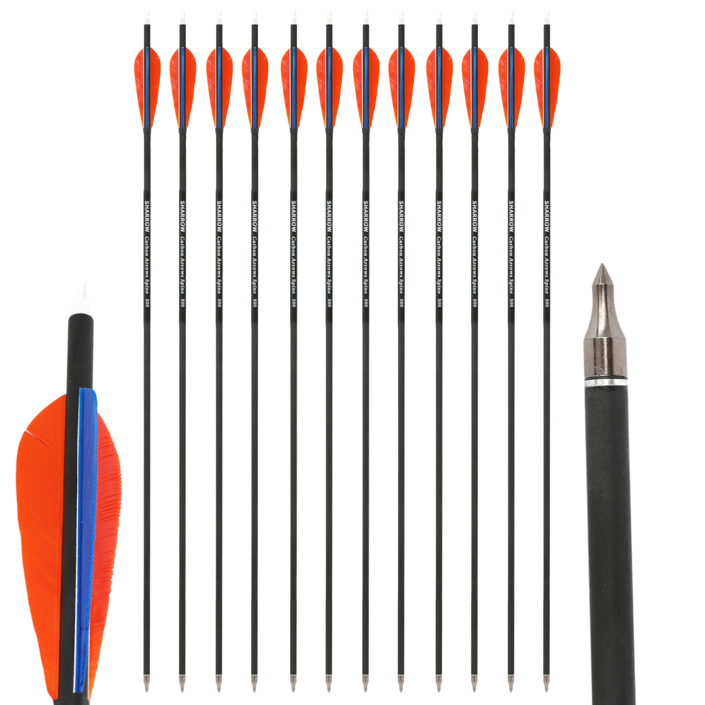 30 inch Carbon Arrows with 500 Spine Turkey Feathers