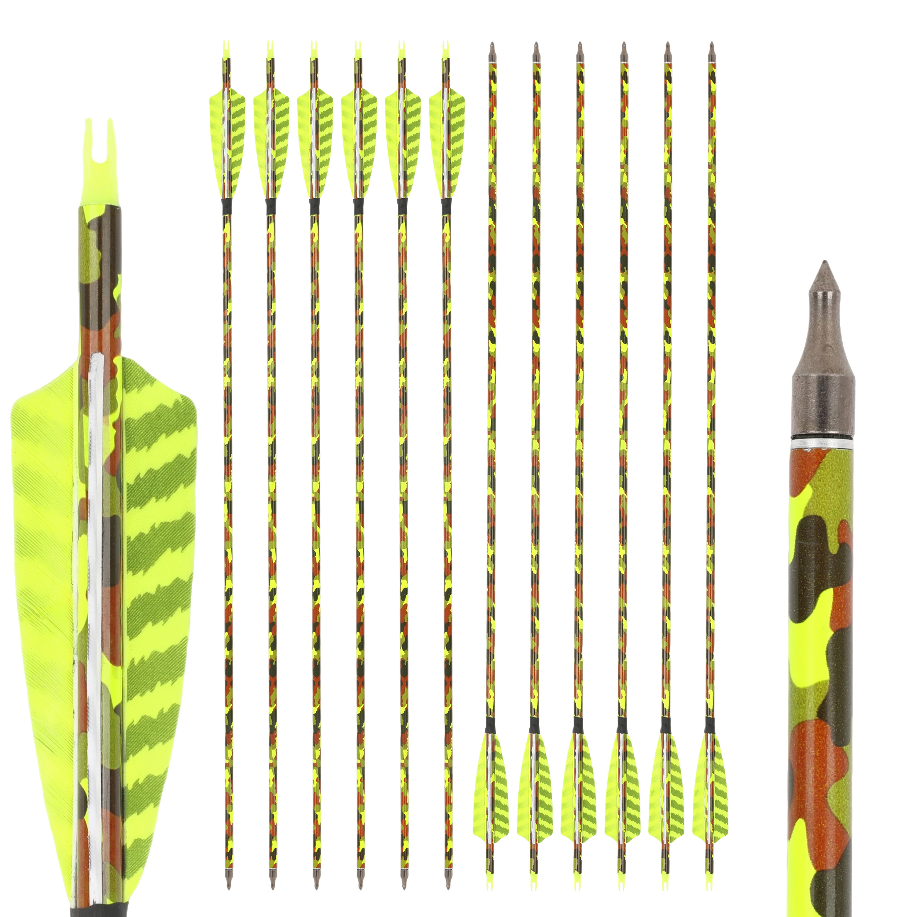 30" Spine 500 Carbon Arrows with Turkey Feather 12pcs