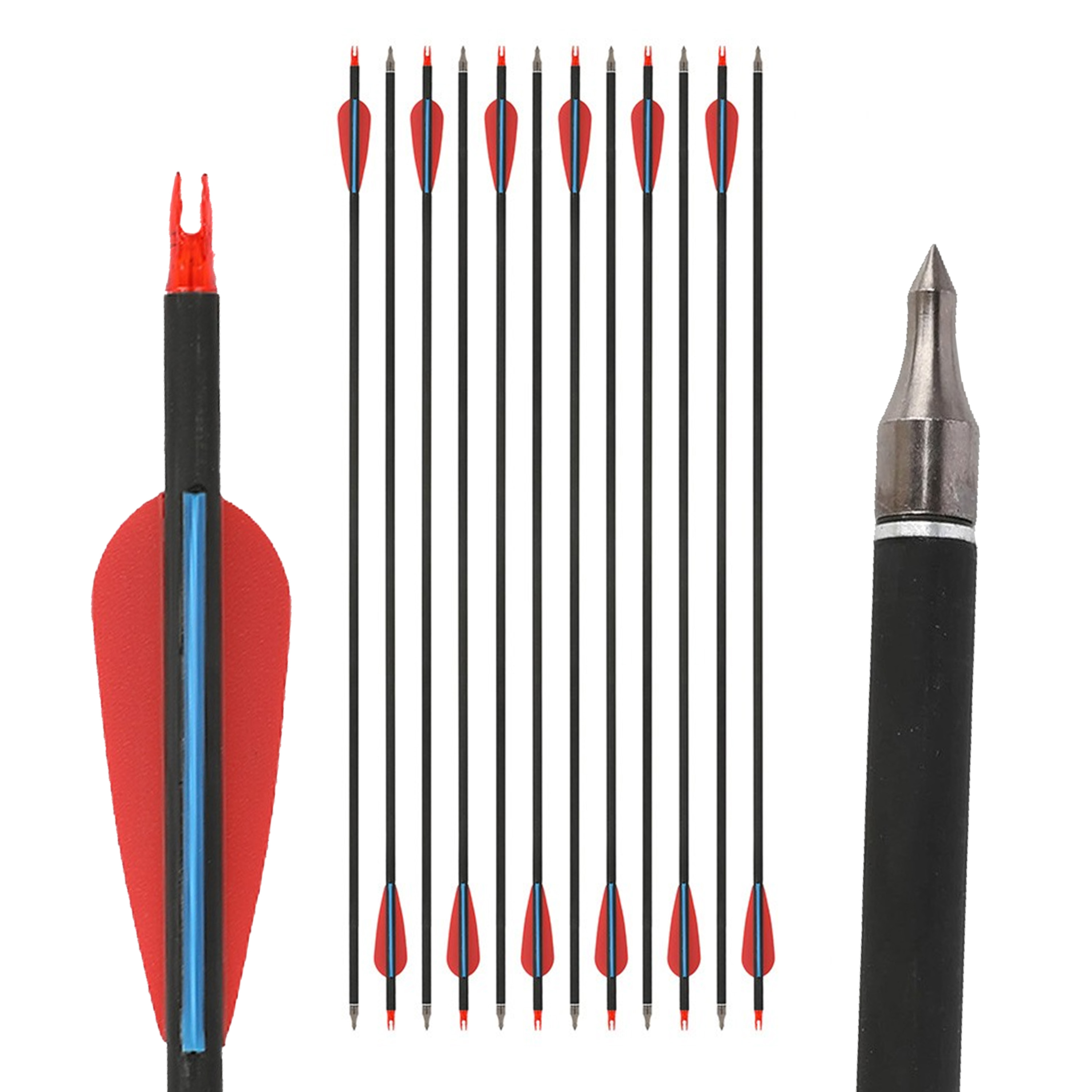 30" Spine 500 Carbon Arrows Adjustable Nock 12pcs
