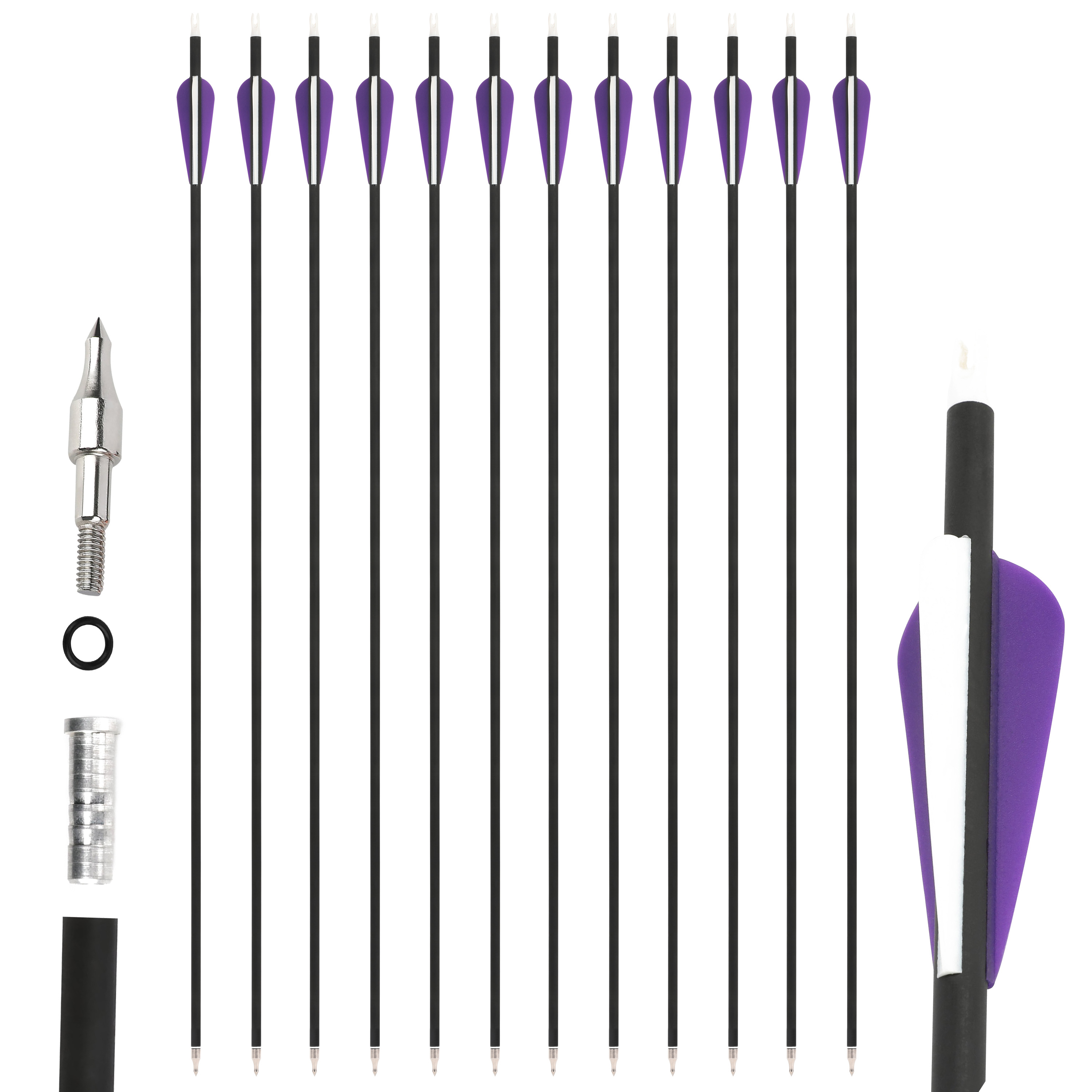 Archery Carbon Arrows Targeting Practice Hunting for Recurve Compound Bow