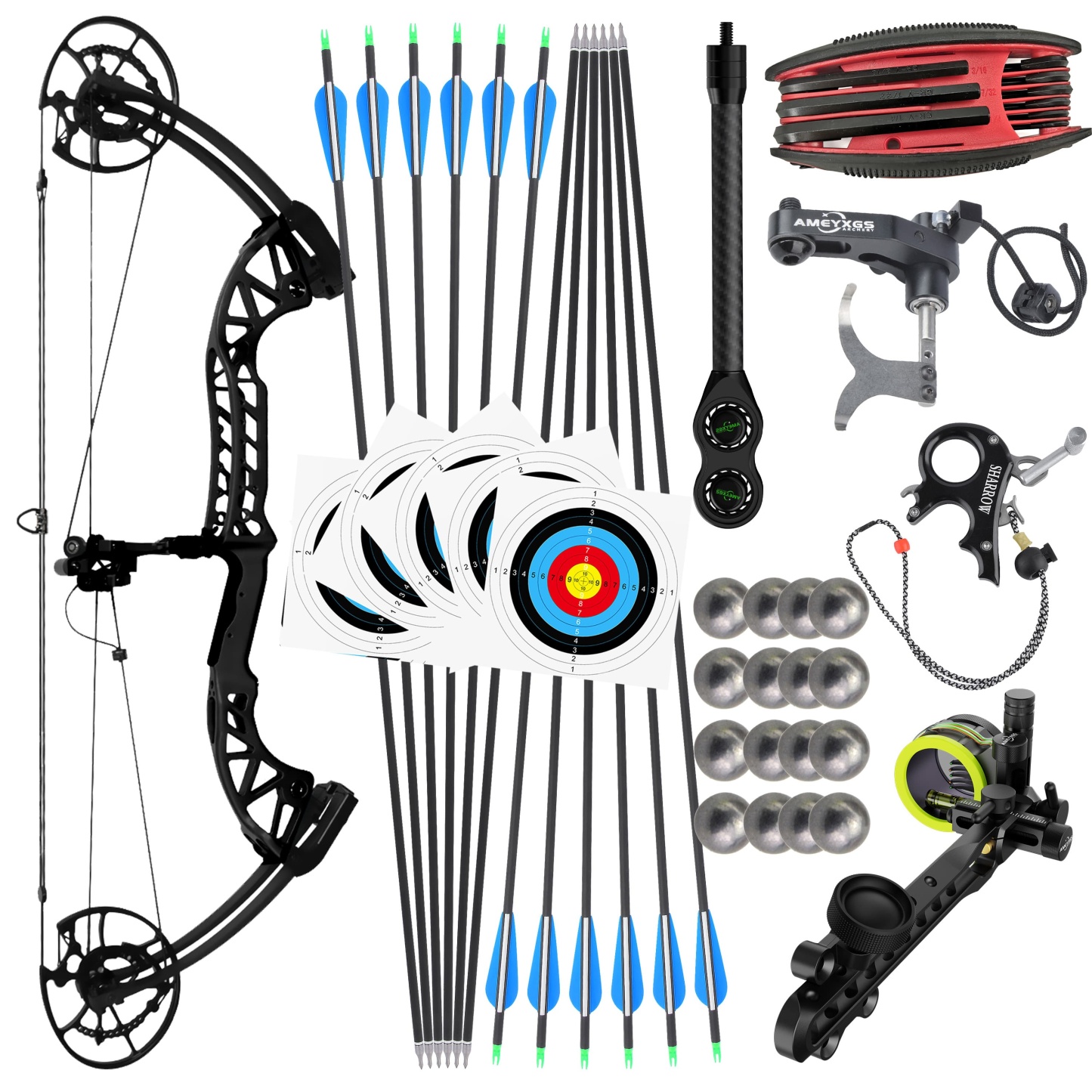 Dual Compound Bow 340 fps 30-65 lbs Adjustable Draw Length