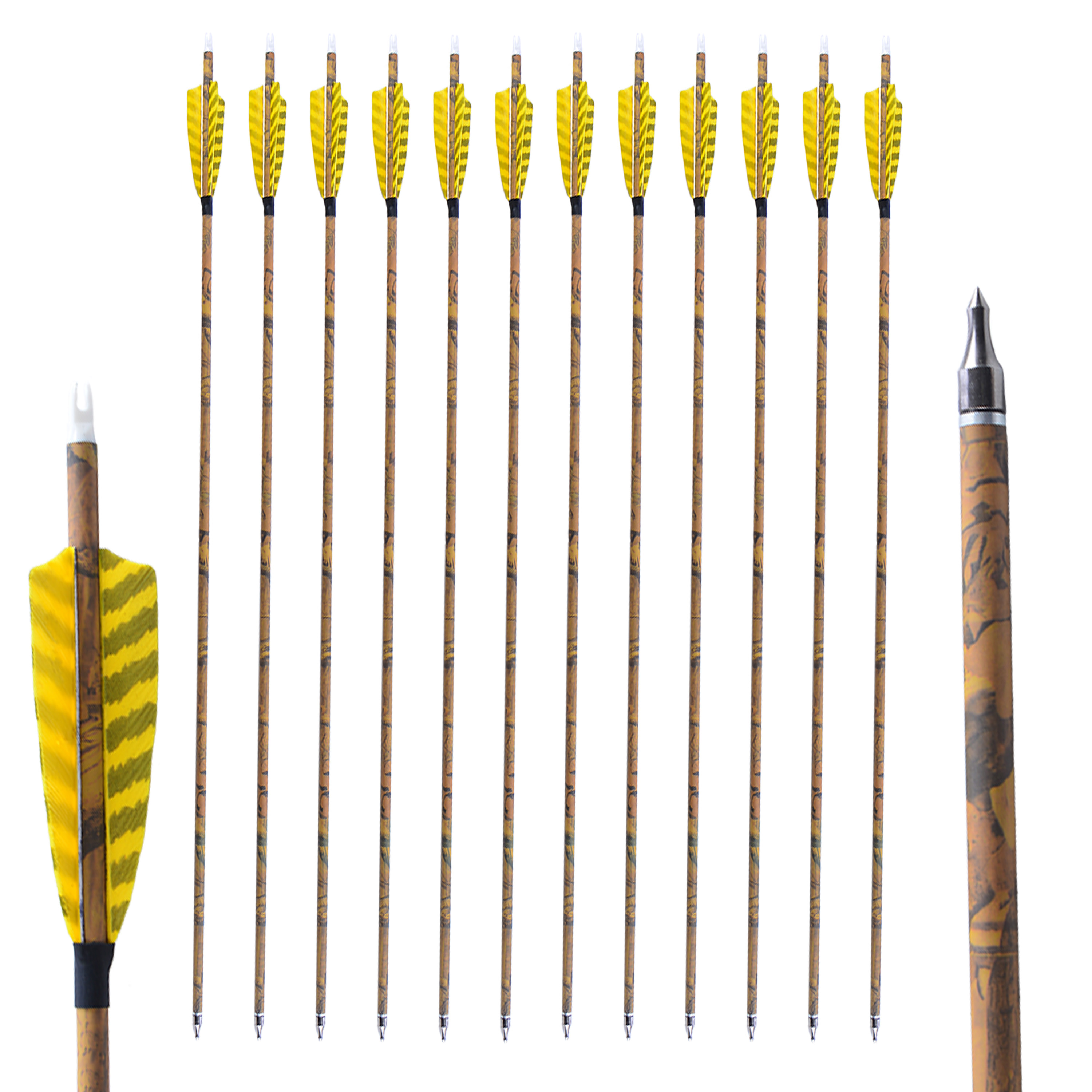 12x Carbon Arrow 30'' Archery Practice Hunting for Recurve Compound Bows