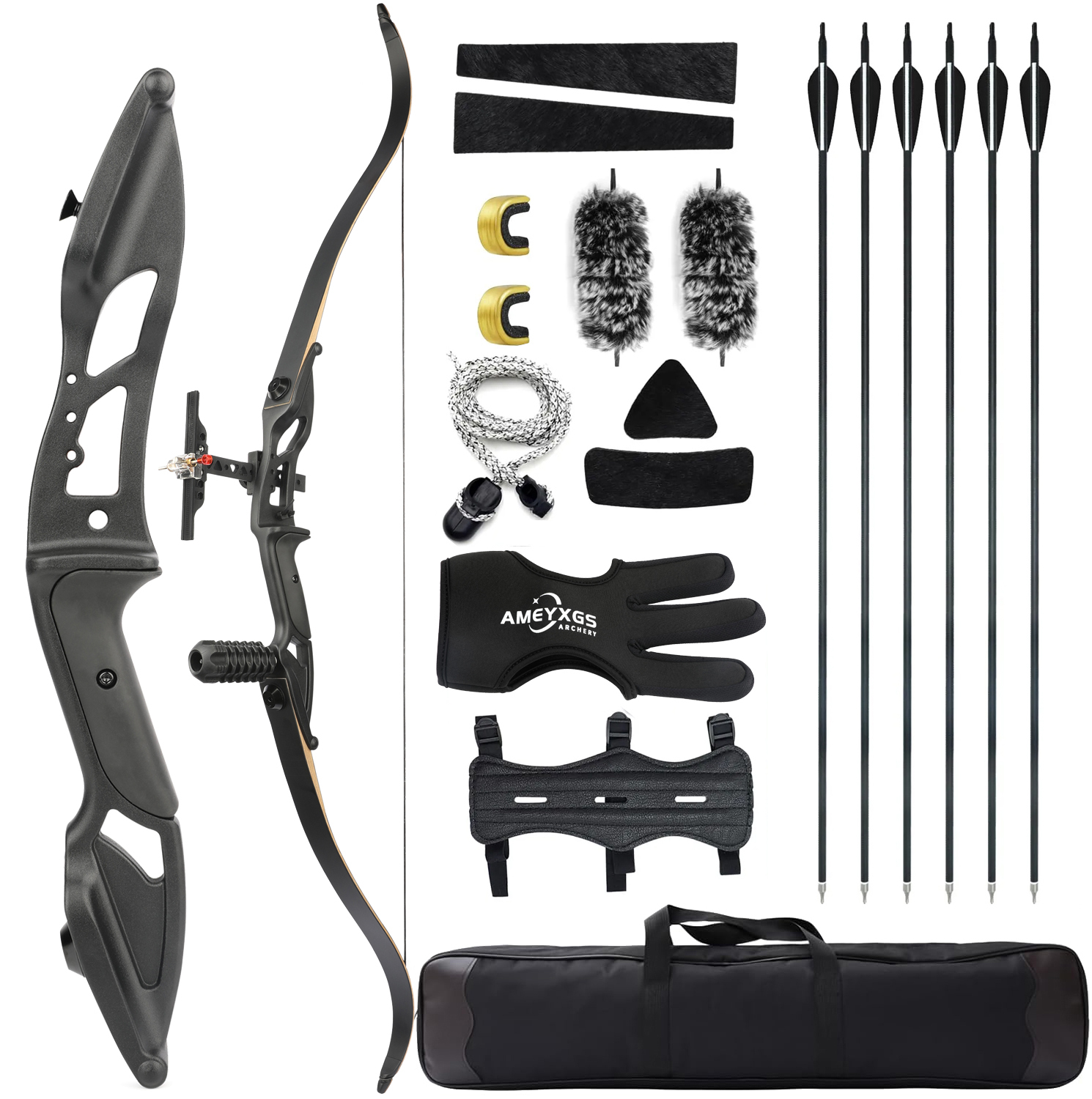 Archery Recurve Bow Set Takedown Target & Hunting