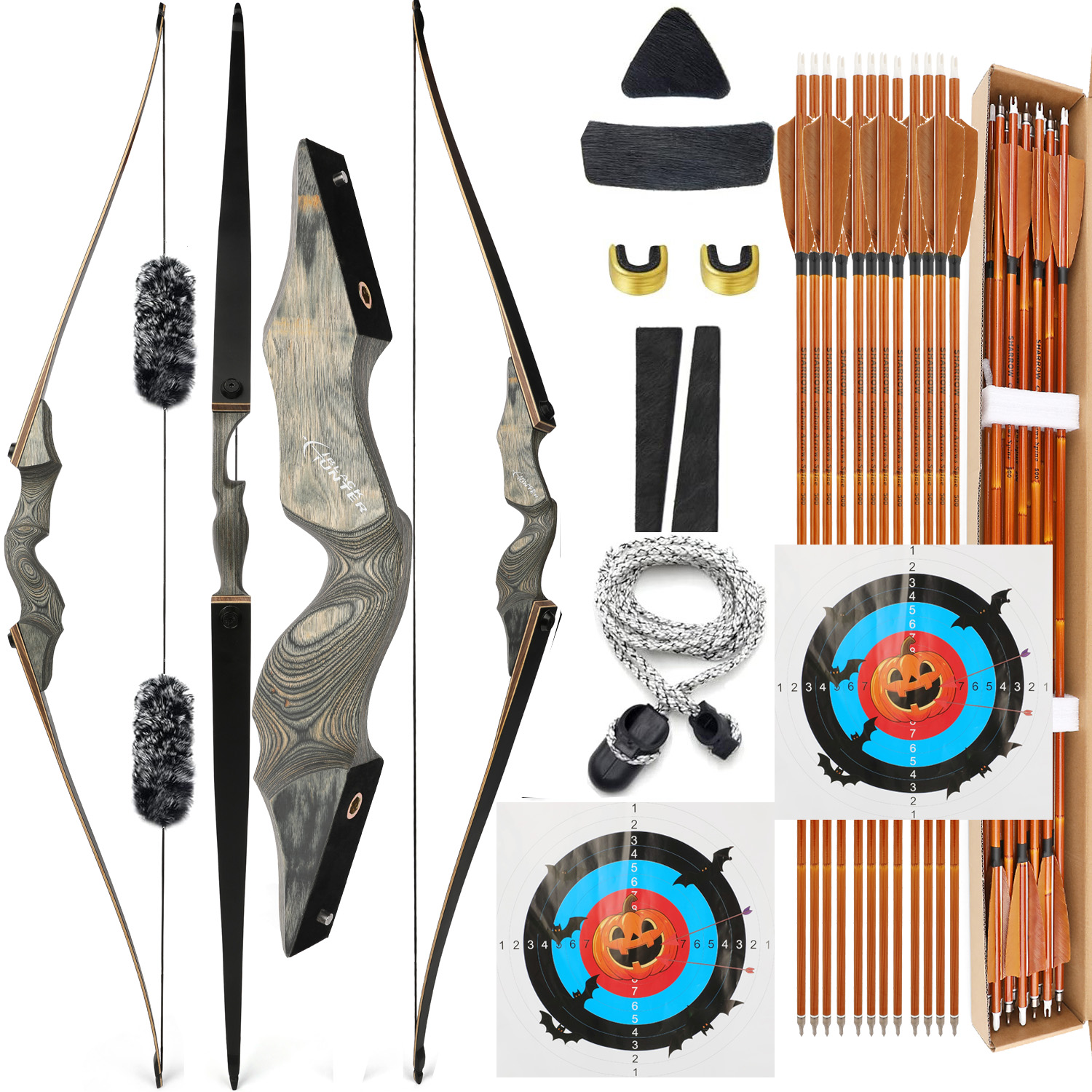 Archery Takedown Longbow 20lbs-60lbs Traditional Hunting RH&LH