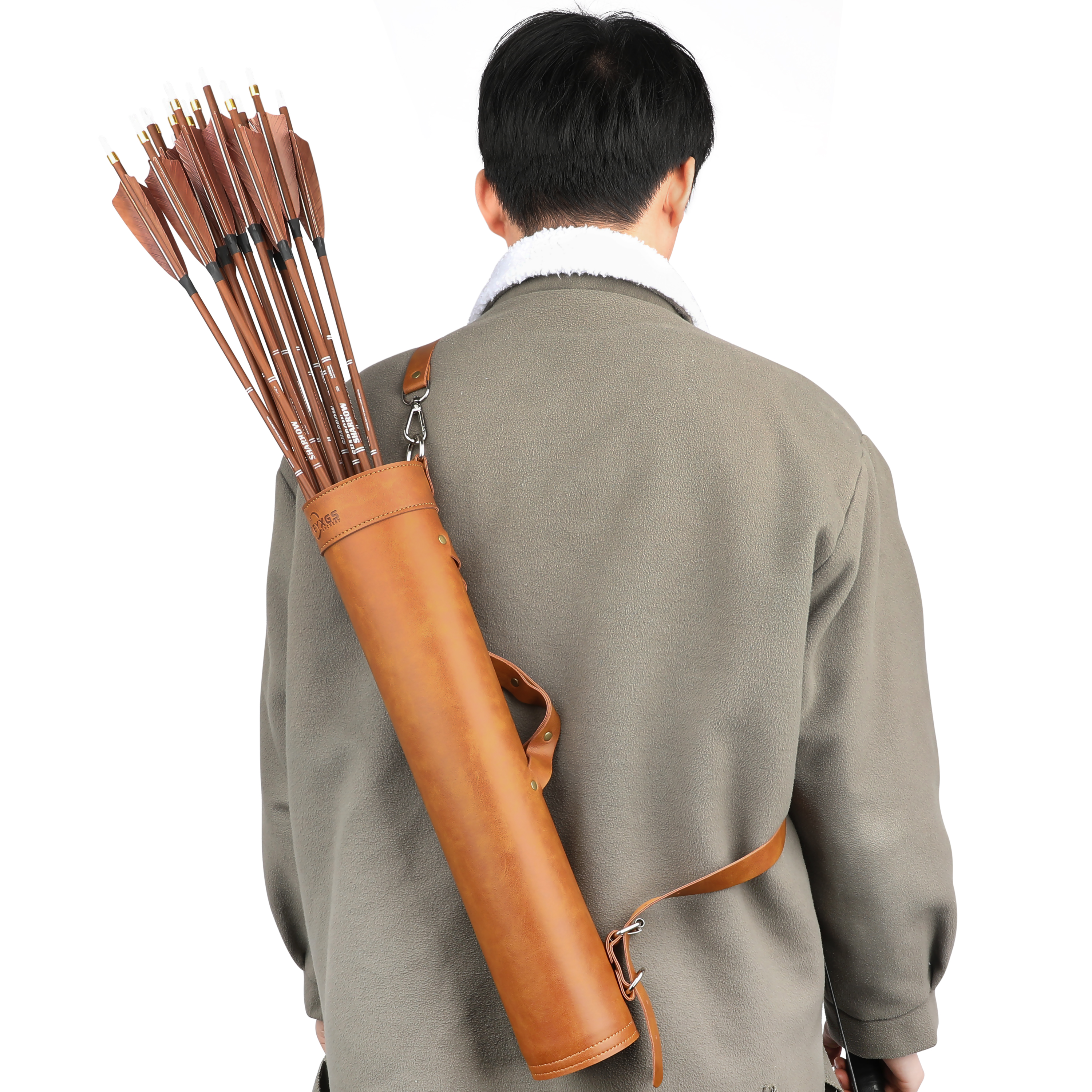Arrow Quiver Brown PU Lenther Archery 