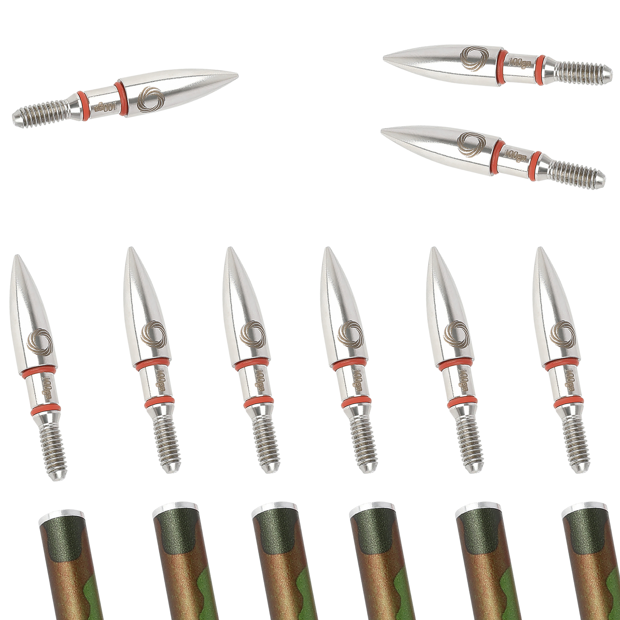 Arrowheads Point 100 grains with O-Ring for Targeting Hunting (Pack of 12)