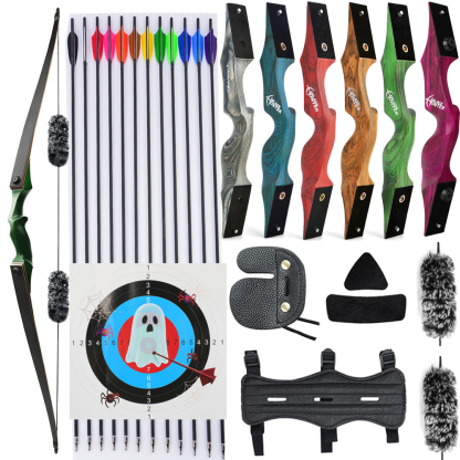 Archery BLACK HUNTER Longbow with 12PCS Turkey Feather Arrows