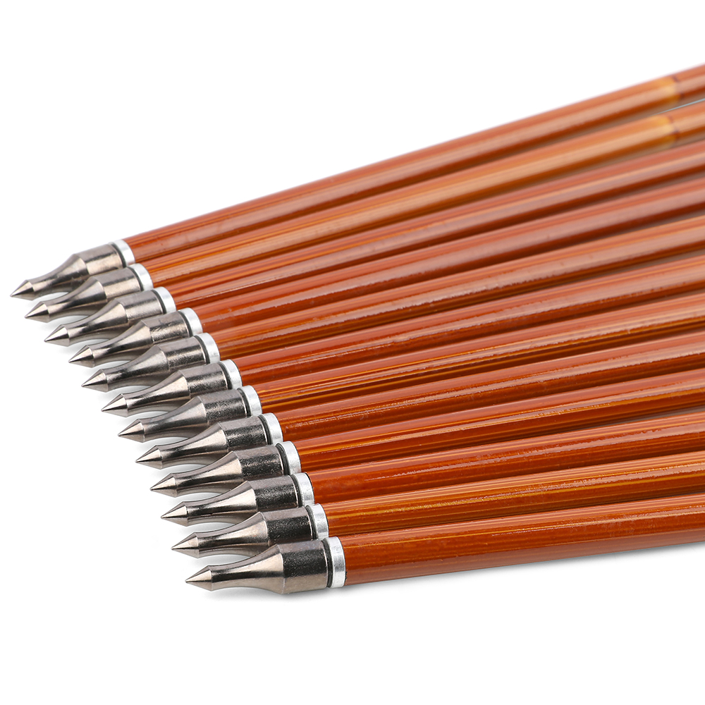 12pcs 30" Spine 500 Bamboo Pattern Arrows with 12 Bonus Cross-Star Arrowheads – Archery Training Set