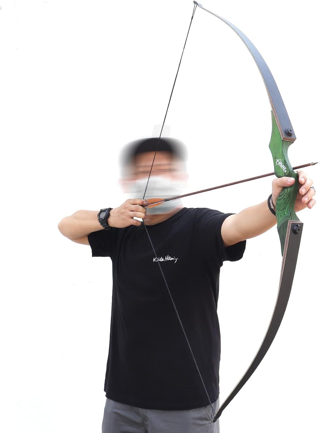 Black Hunter Longbow 20-60 Lbs Archery Hunting - Green