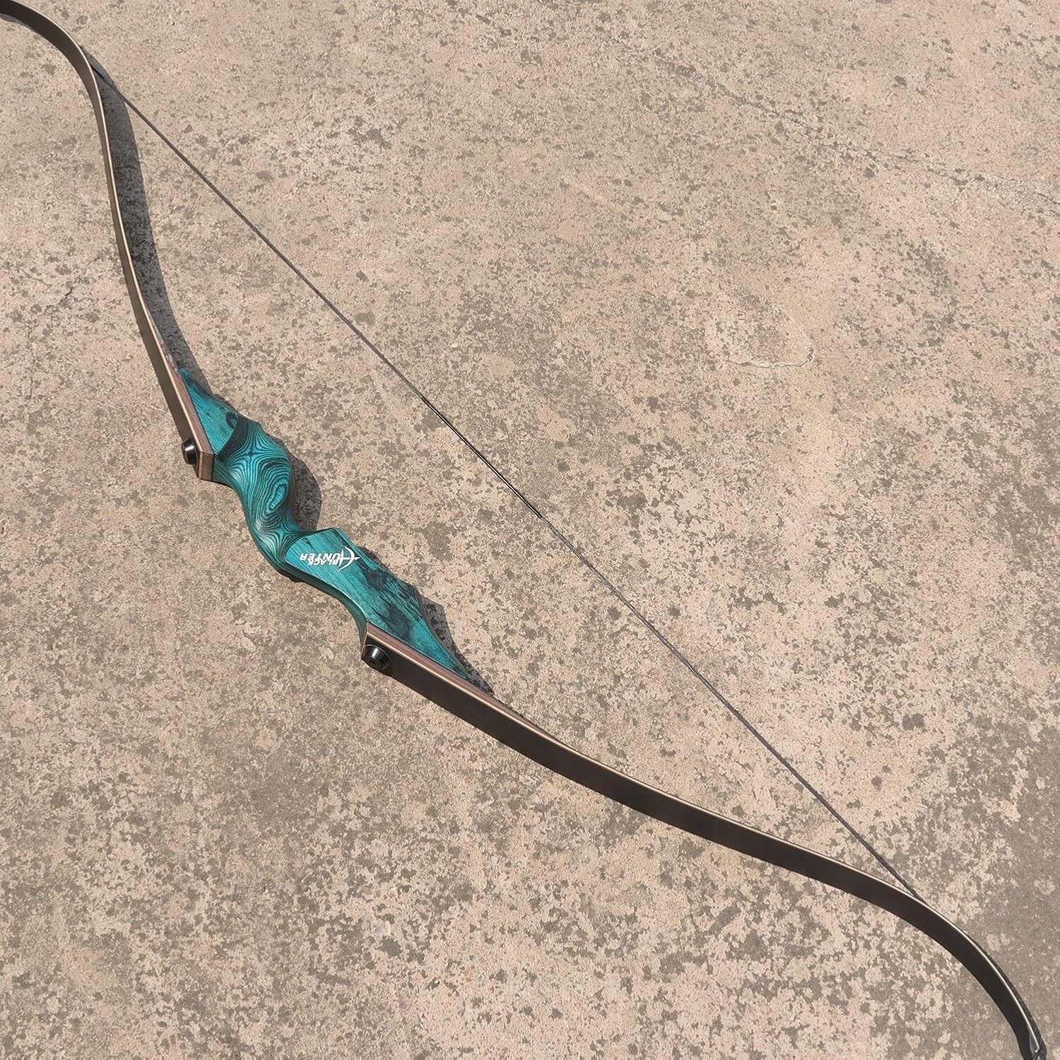 Black Hunter Original Recurve Bow 20-60 lbs with Carbon Arrows and Bow Case