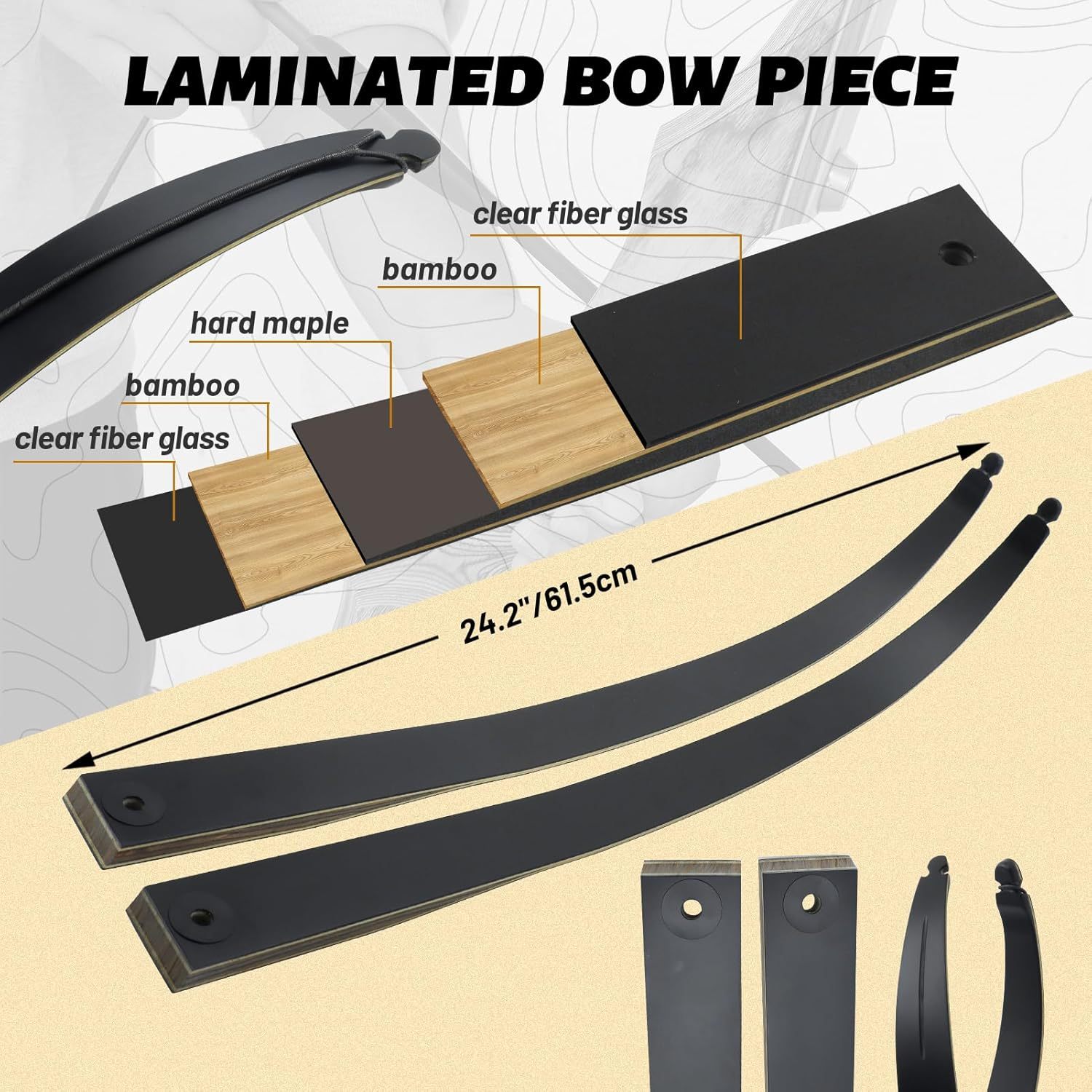 Black Hunter Recurve Bow for Adults with 12pcs Arrows Kit