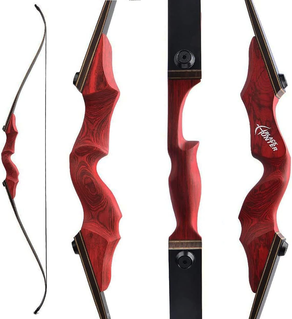Black Hunter Red Recurve Bow 20-60lbs Broadhead Hunting Kit