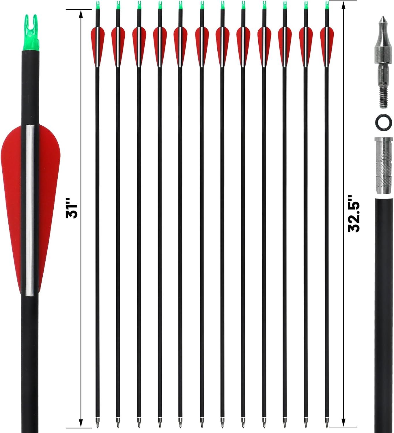Black Hunter Archery Recurve Bow and Arrows Set for Adults