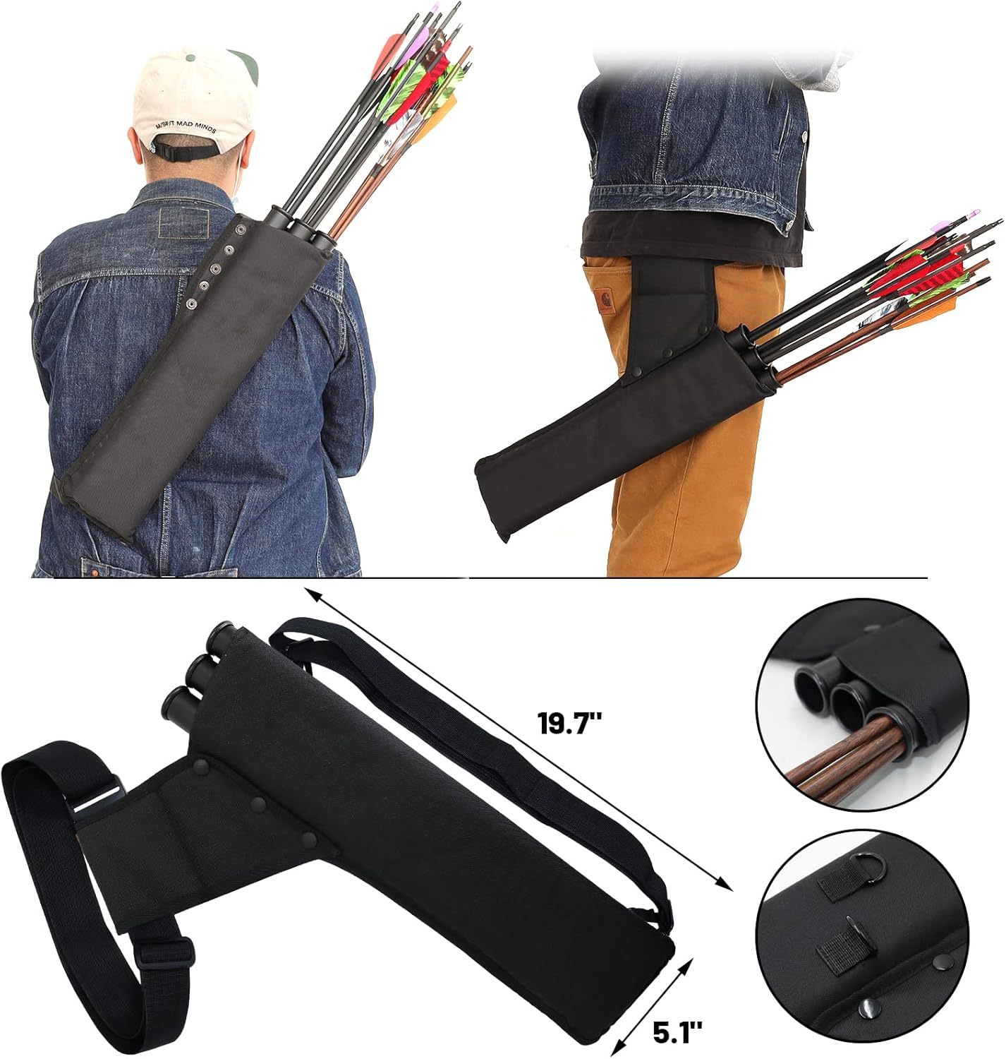 Black Hunter Archery Recurve Bow and Arrows Set for Adults
