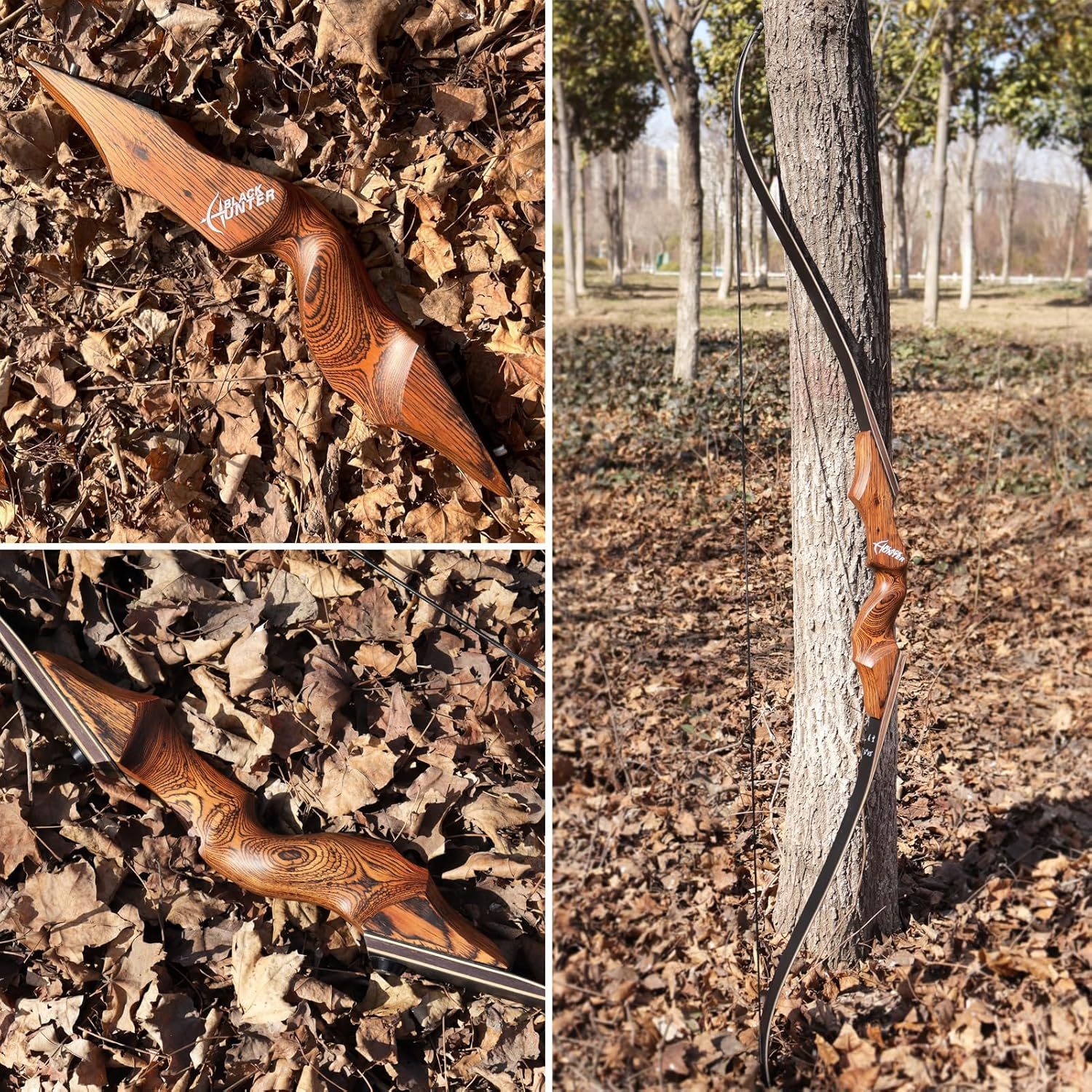 Black Hunter Archery Recurve Bow and Arrows Set for Adults