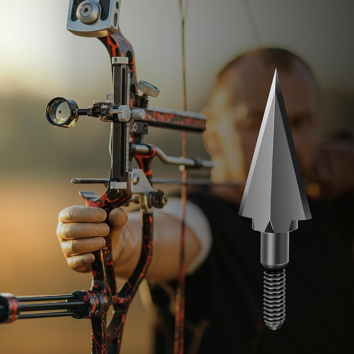 thumbnail image 2 of 6 Or 12 Pack Of 100-Grain Fixed Blade Broadheads - Screw-In Arrow Tips For Compound/Recurve Bows 2 of 12