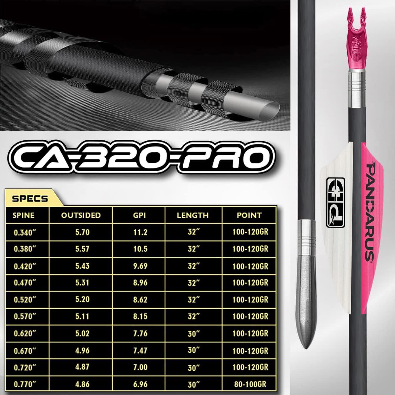 PANDARUS Archery CA320 PRO Carbon&Aluminium Arrows Target