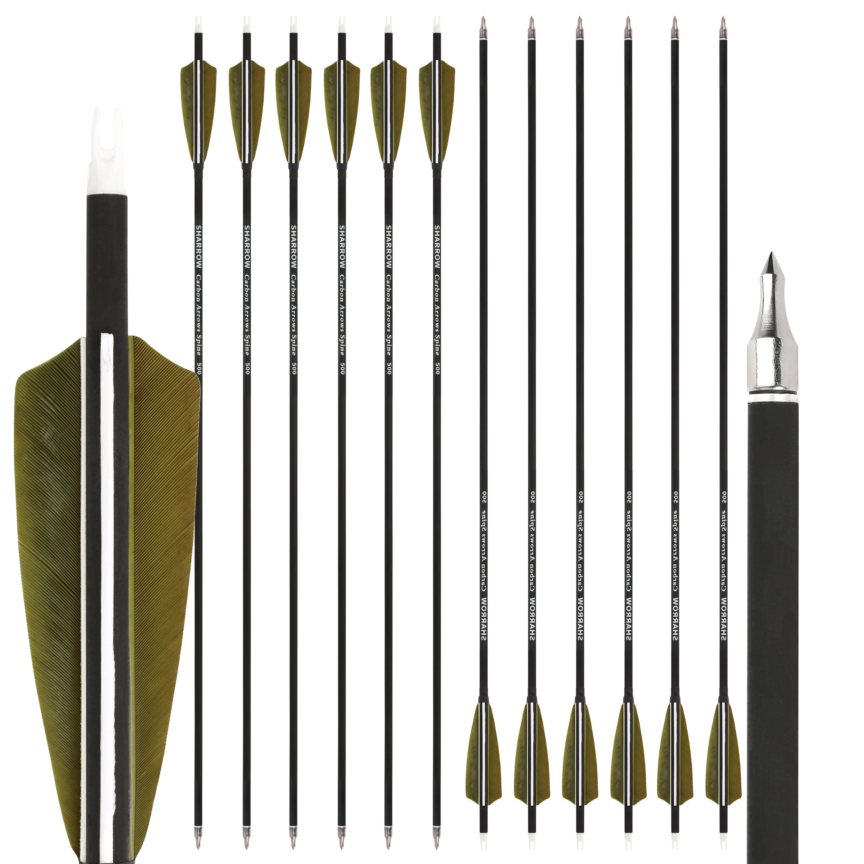 Carbon Arrow with 4inch Turkey Feather for Archery Hunting