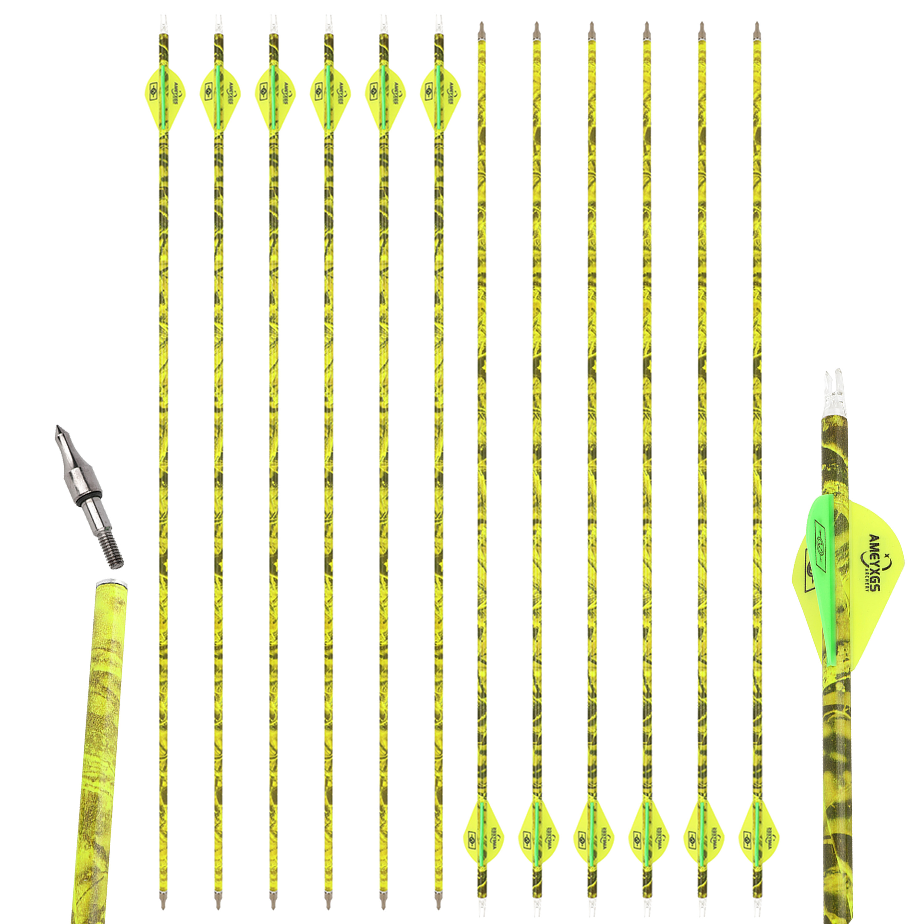 Camo Arrows 12pcs 30 in 500 Spine Mixed Carbon Set