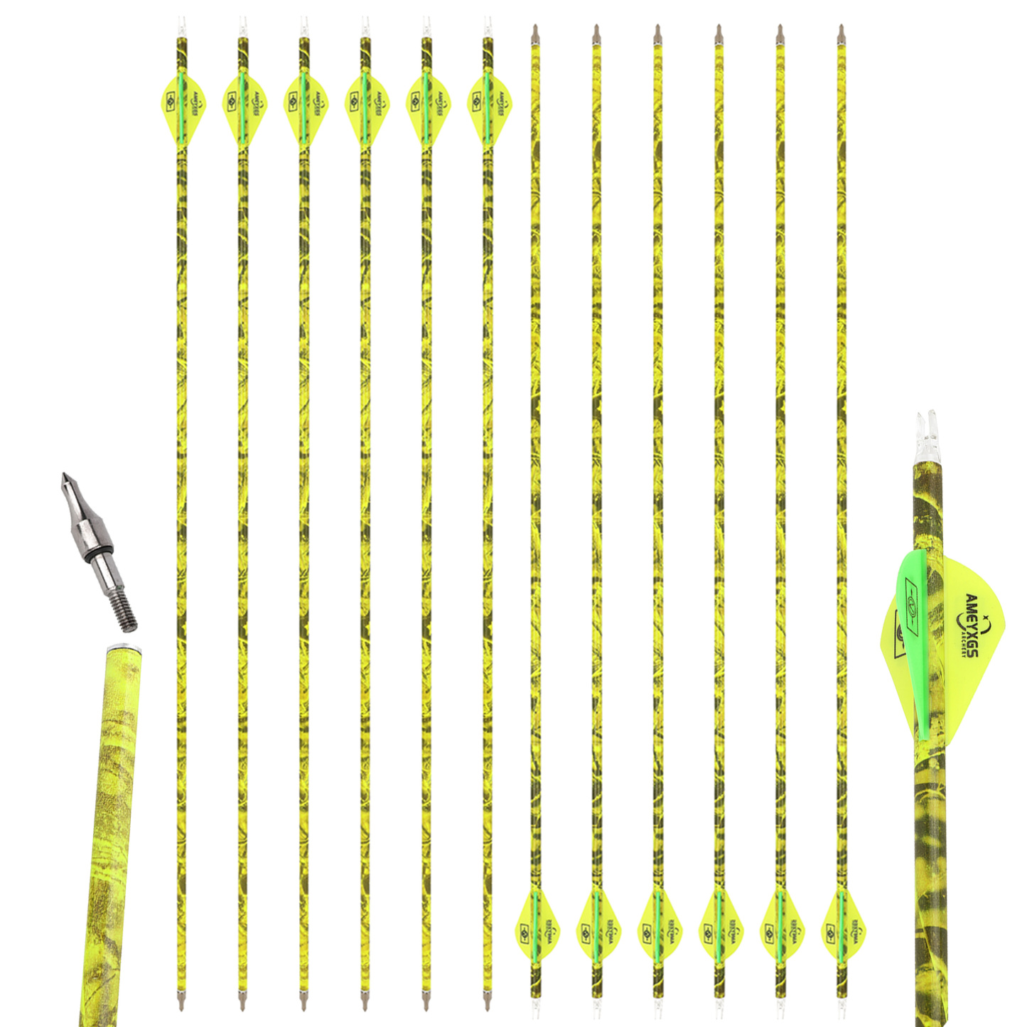 Camo Arrows 12pcs 30 in 500 Spine Mixed Carbon Set