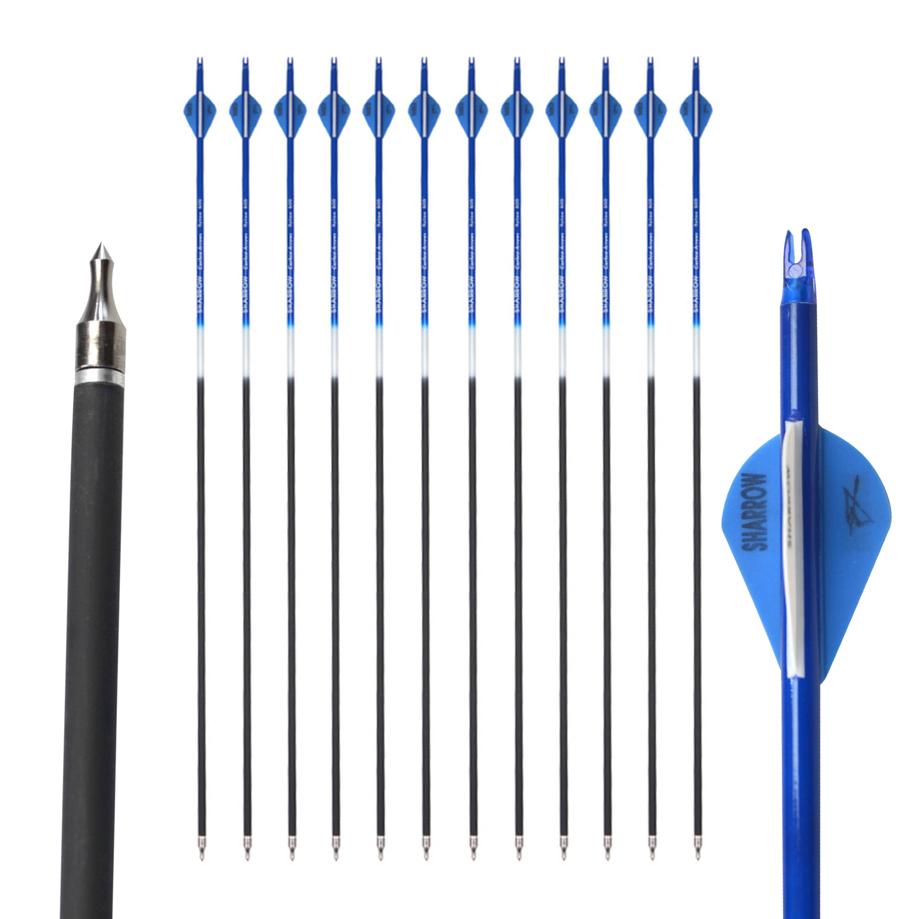 12X Archery Carbon Arrows for Targert Hunting Bow Shooting
