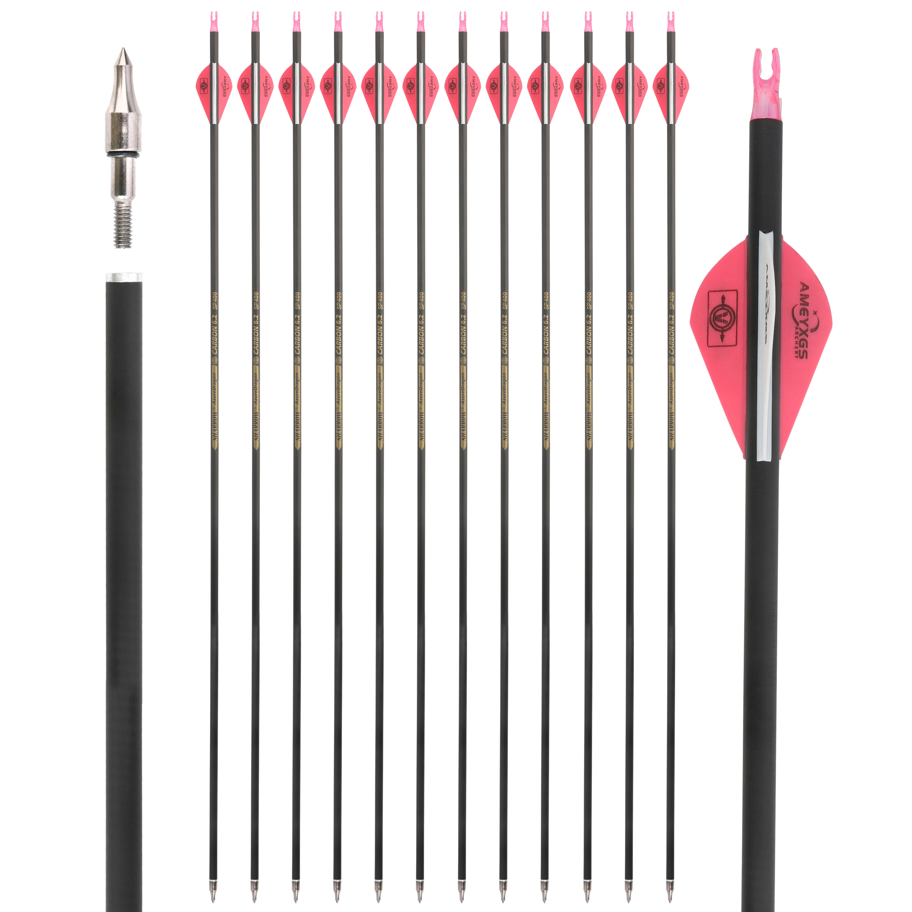 12x 30inch Carbon Arrows Spine 500 Rubber Vanes Shooting Target