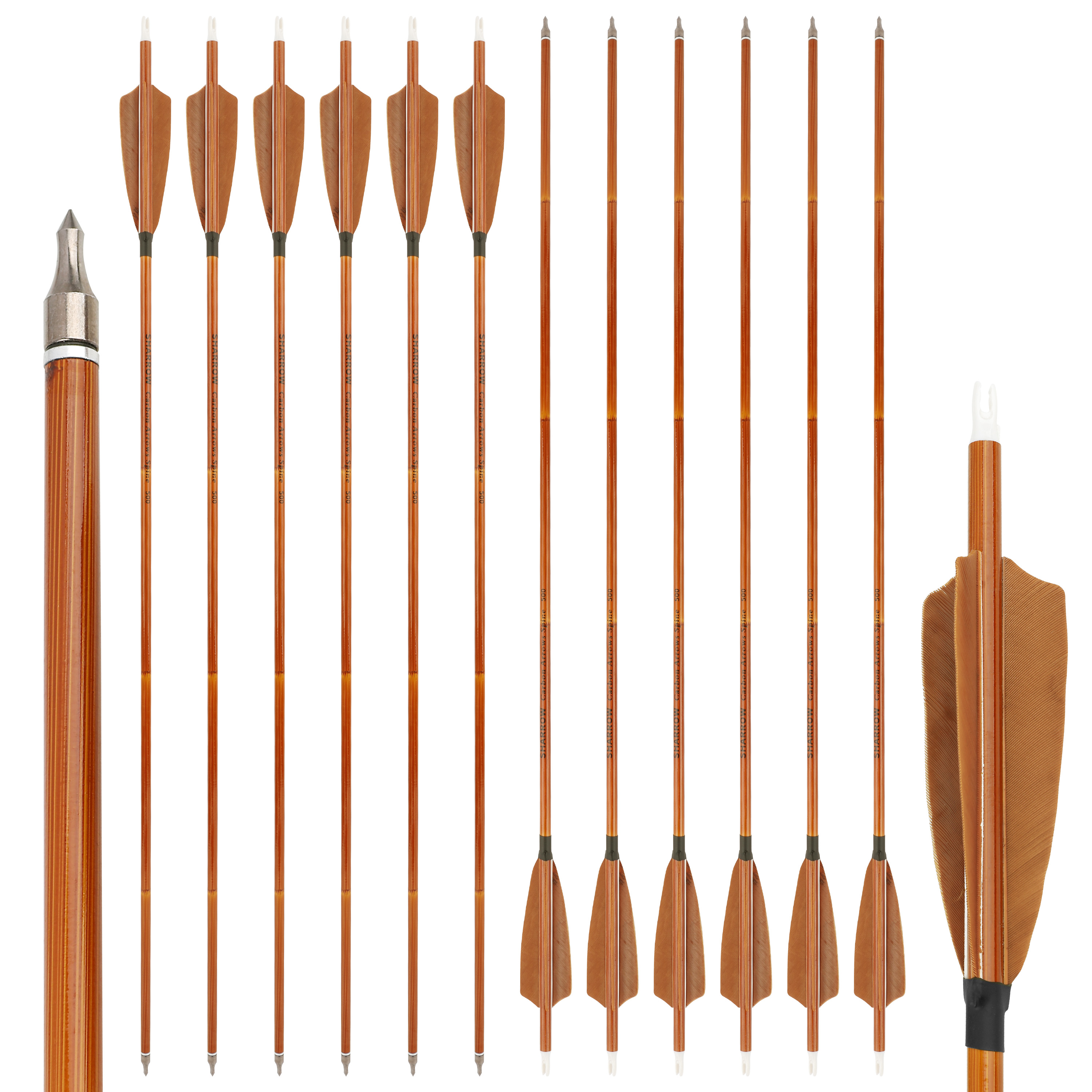 Carbon Arrows 30" Turkey Feathers Points Archery Bow