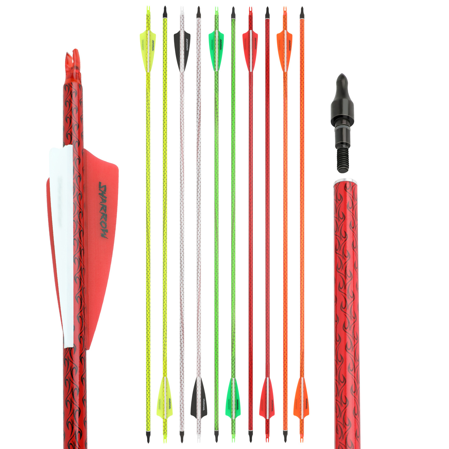 30 in Carbon Arrows 12pcs 500 Spine Value Shooting Set