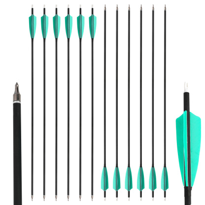 12pcs 28" Mixed Carbon Arrows Spine 500 Water Blue Set with Black Dragon Tips