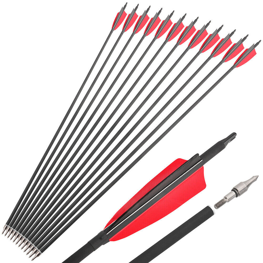 🎯Carbon Arrows Turkey Feather Broadheads Tip Target Hunting-AMEYXGS Archery