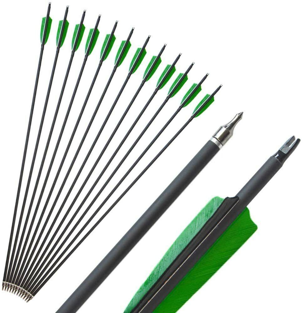🎯Carbon Arrows Turkey Feather Broadheads Tip Target Hunting-AMEYXGS Archery