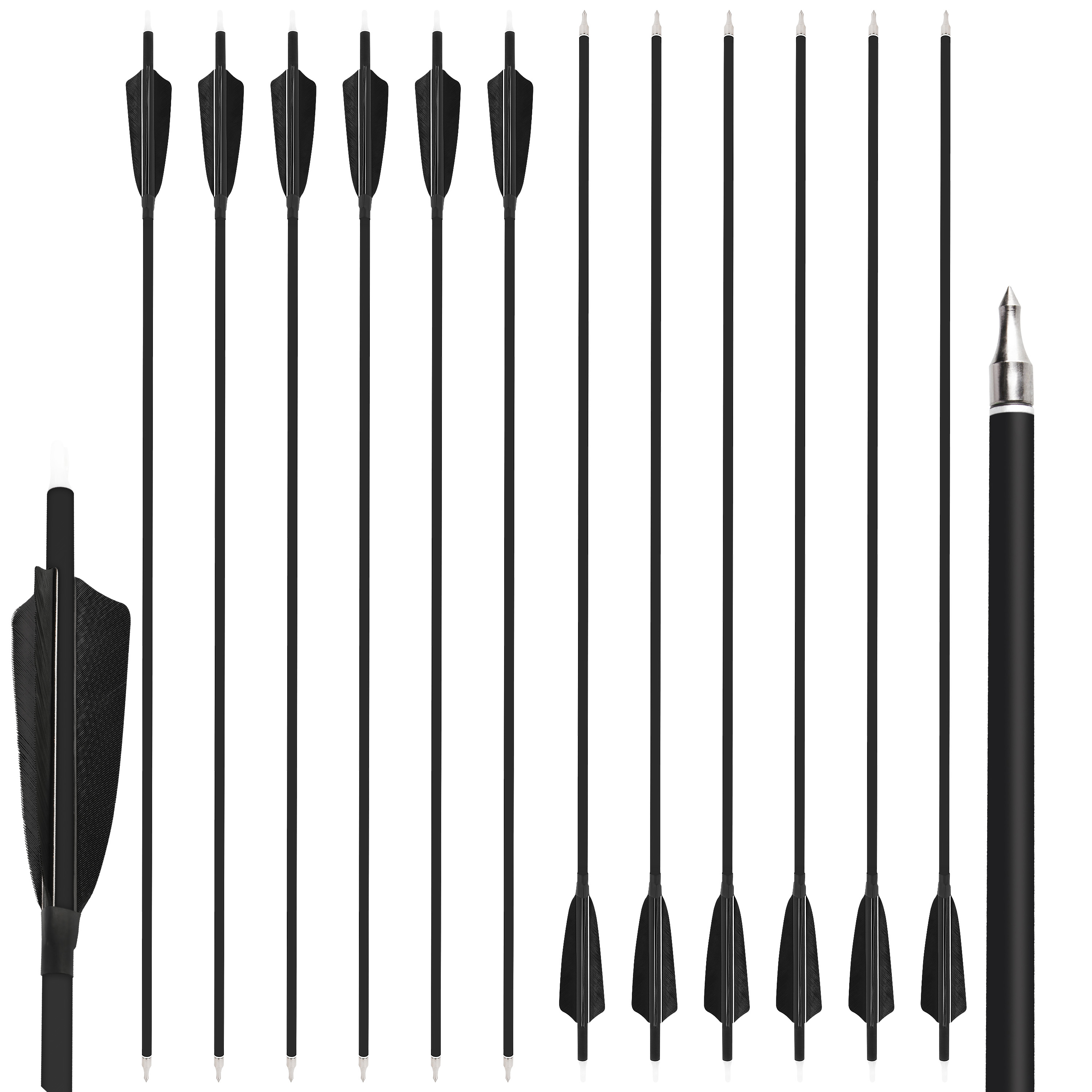 28" 30" 31" Carbon Arrows for Recurve Compound Bow Hunting