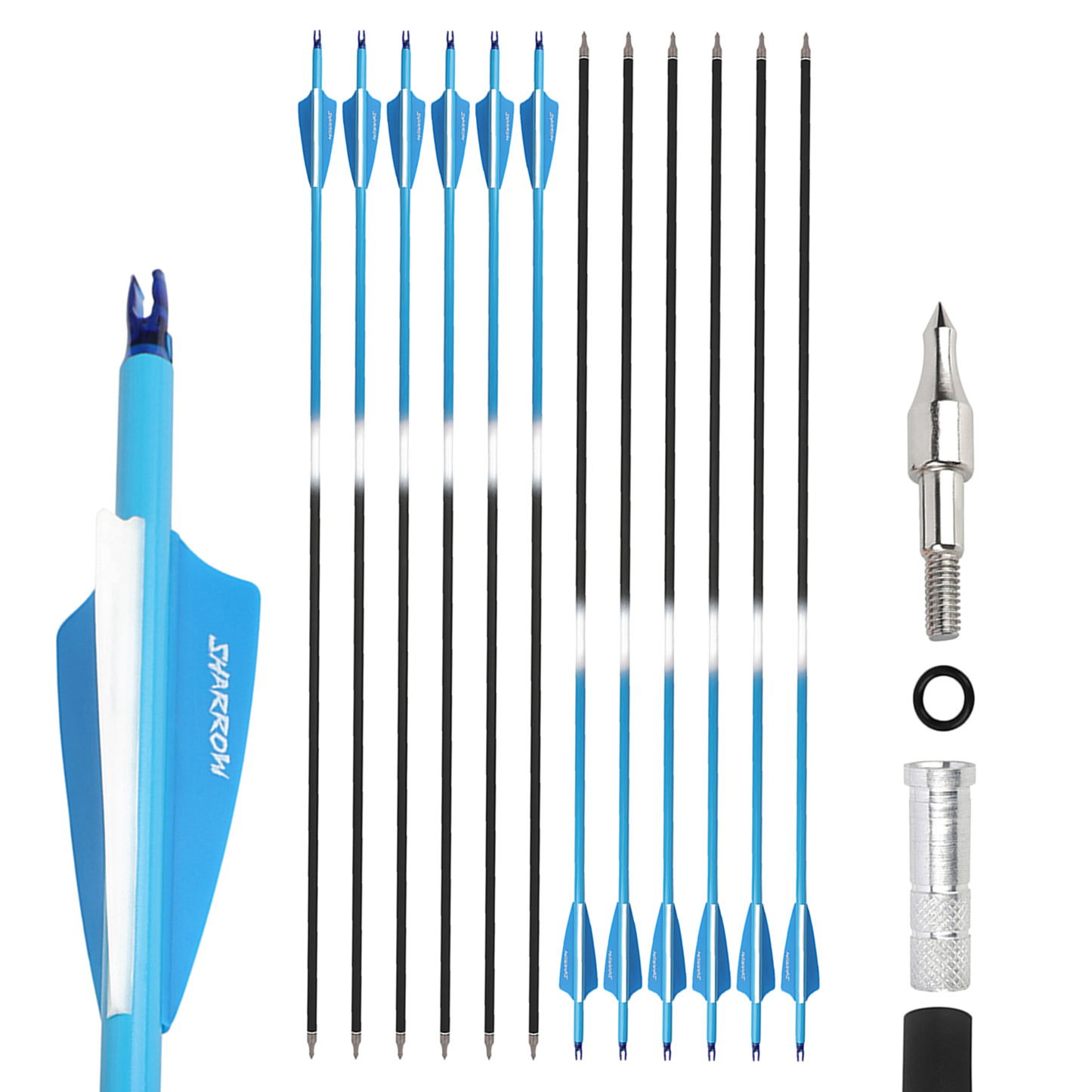 Carbon Arrows 12pcs 30 in Shield Feather 500 Spine Mixed Set