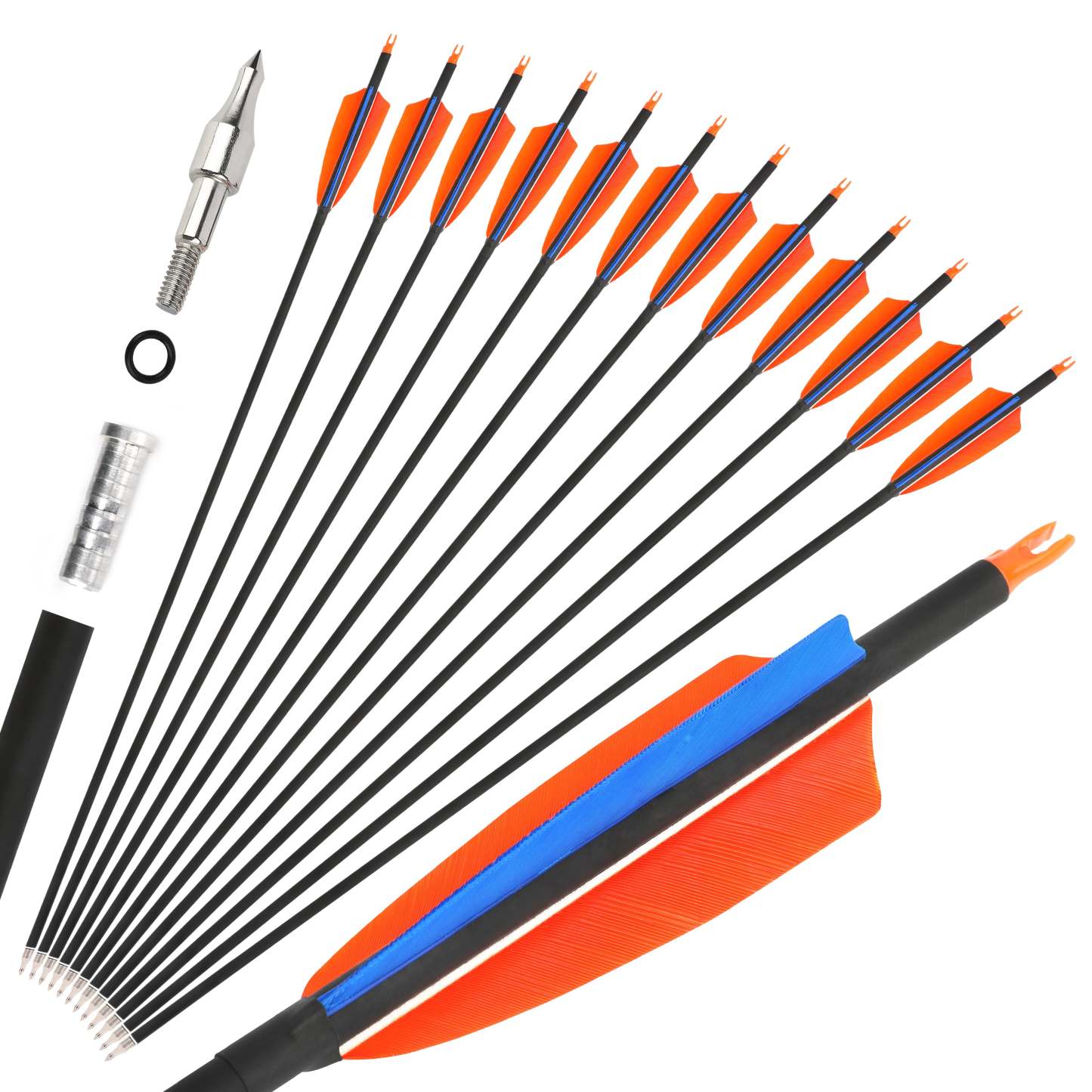 🎯Archery 500 Spine Carbon Arrows for Traditional Longbow Hunting Target-AMEYXGS Archery