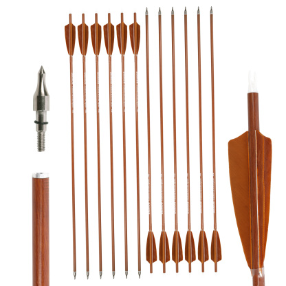 30-Inch Carbon Mix Arrows with 4" Brown Shield Feathers (12pcs)